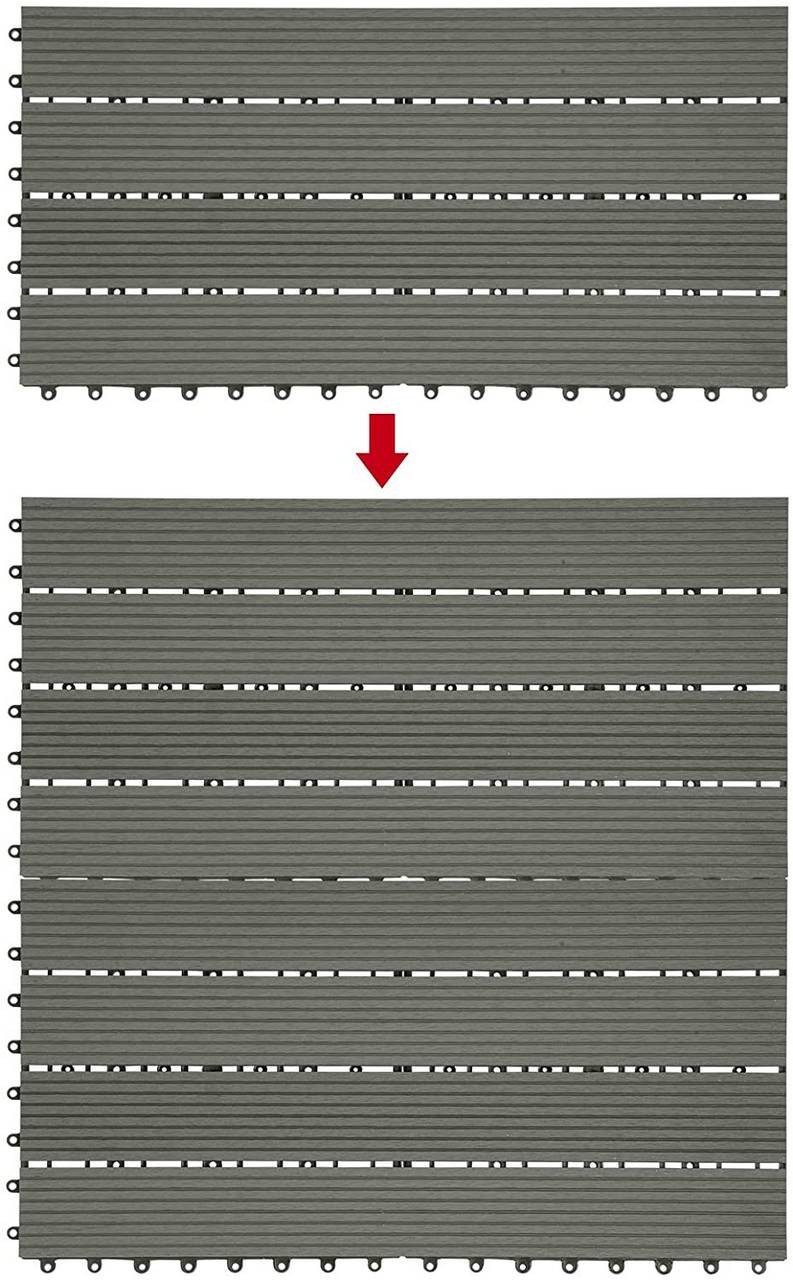 EUGAD WPC-Fliesen, 12 St., Klickfliesen in Holzoptik 30×60 cm für 2m²