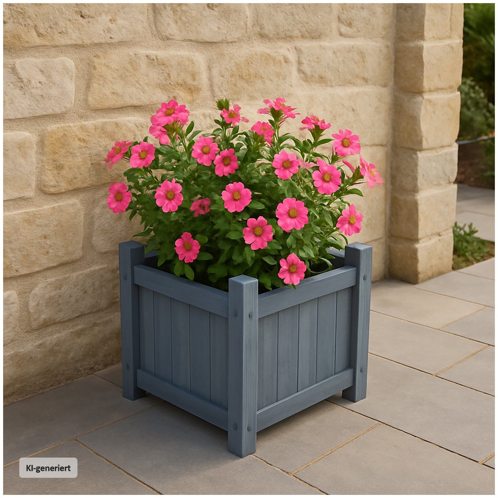 HTI-Living Blumenkasten Holz-Pflanzkasten in Graublau für Garten, Terrasse und Balkon (Stück, 1 St., 1x Pflanzkübel), Pflanztrog Blumenkübel Pflanzkasten