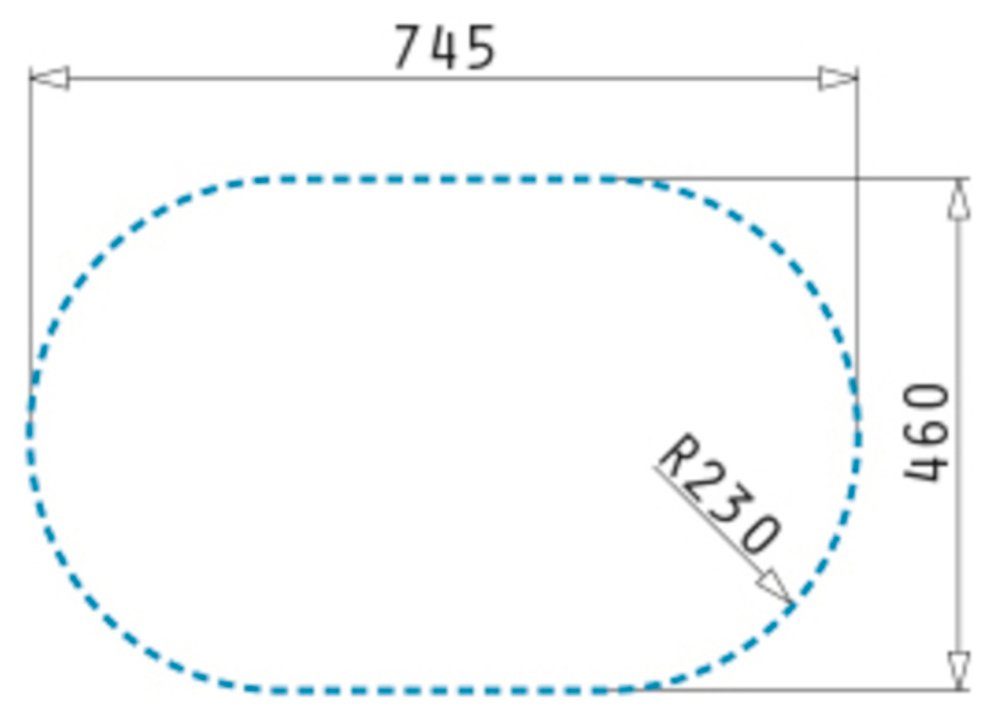 Pyramis Edelstahlspüle 76,5/48 cm Mini, rund,