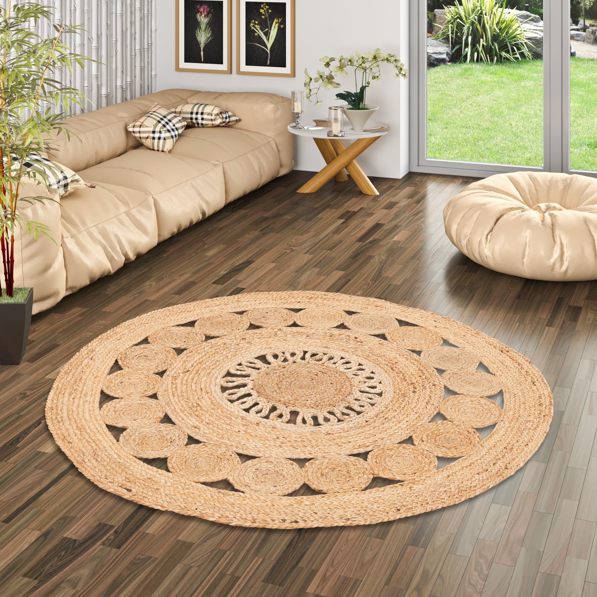 Pergamon Sisalteppich Handgefertigt Jute Teppich Pia Rund, Rund, Höhe: 4 mm günstig online kaufen
