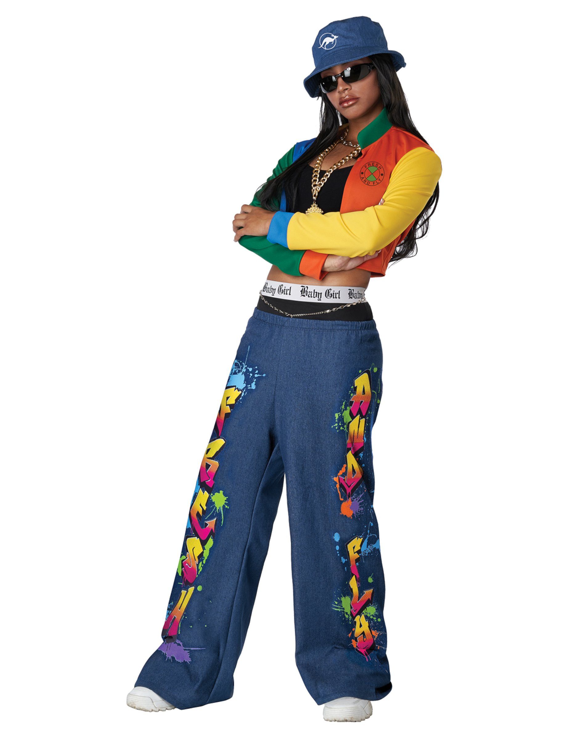 California Costumes Kostüm Hip Hop Oldschool Kostüm für Frauen 90er Jahre-Kostüm