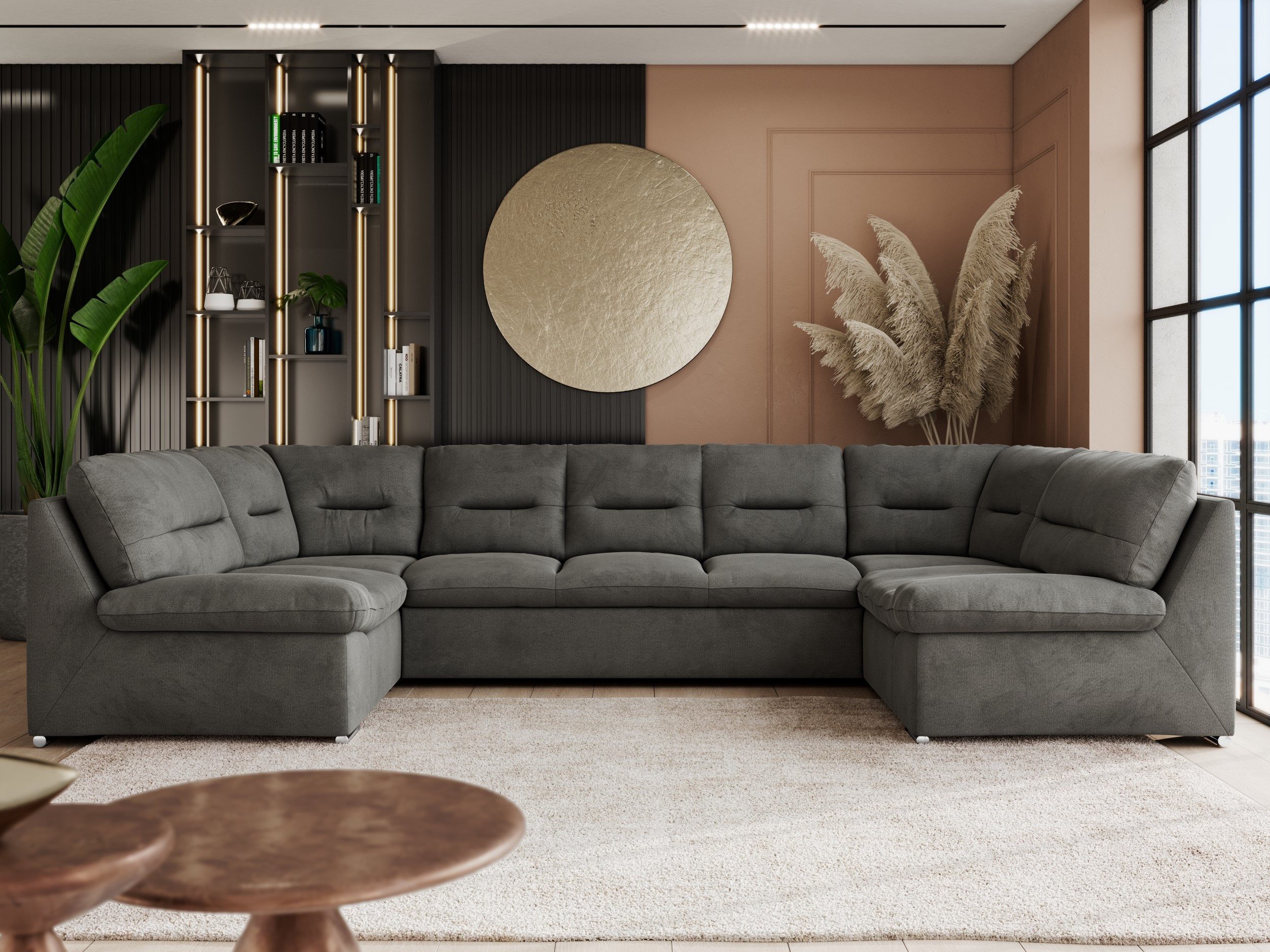 MKS MÖBEL Ecksofa COMODO U, Set, Sofa big XXL, Wellenfedern, Wohnlandschaft XXL, mit Schlaffunktion, Bettfunktion, U-form Ecksofa, Schlafsofa, HR-Schaum