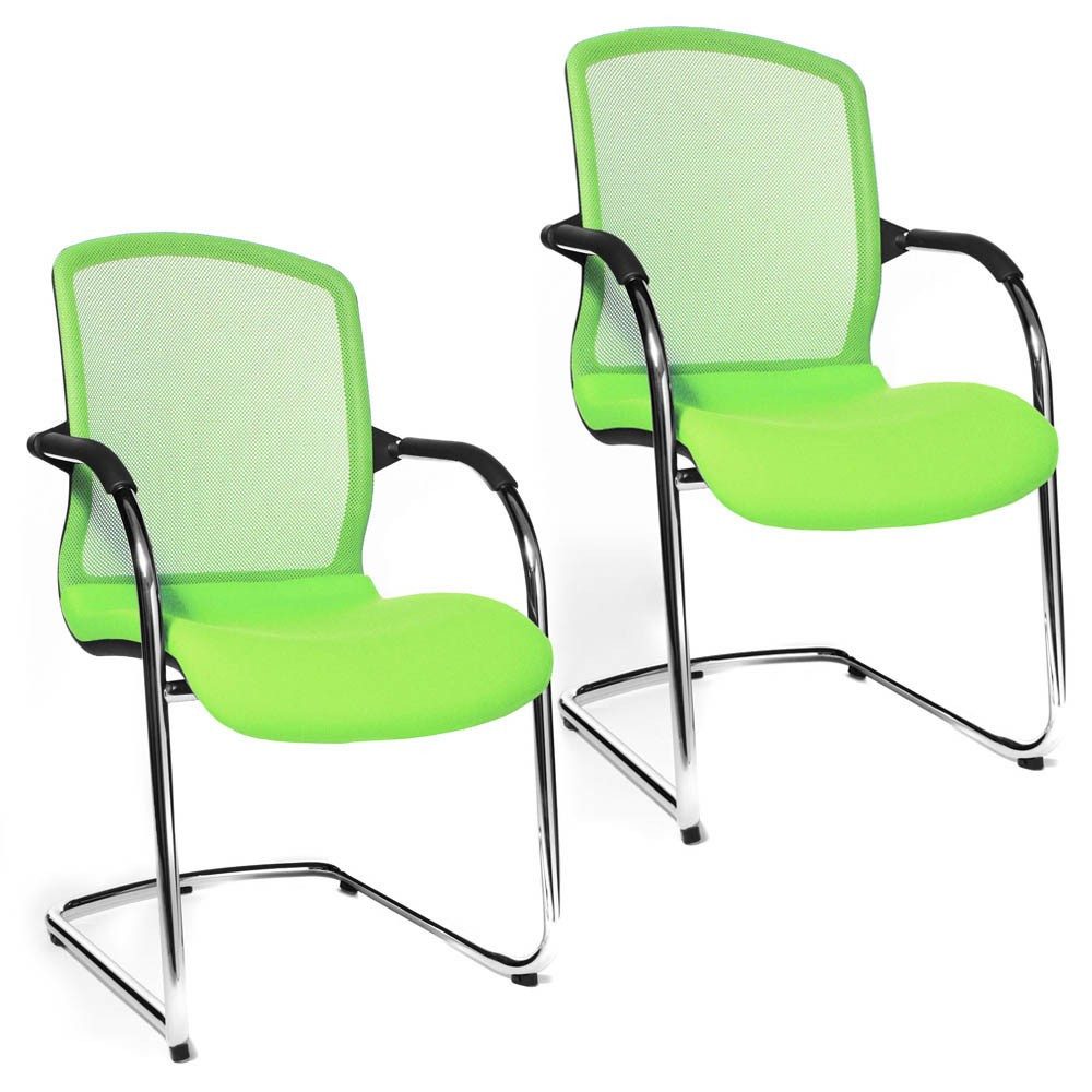TOPSTAR Besucherstuhl 2 Besucherstühle Freischwinger Open Chair 100 - grün
