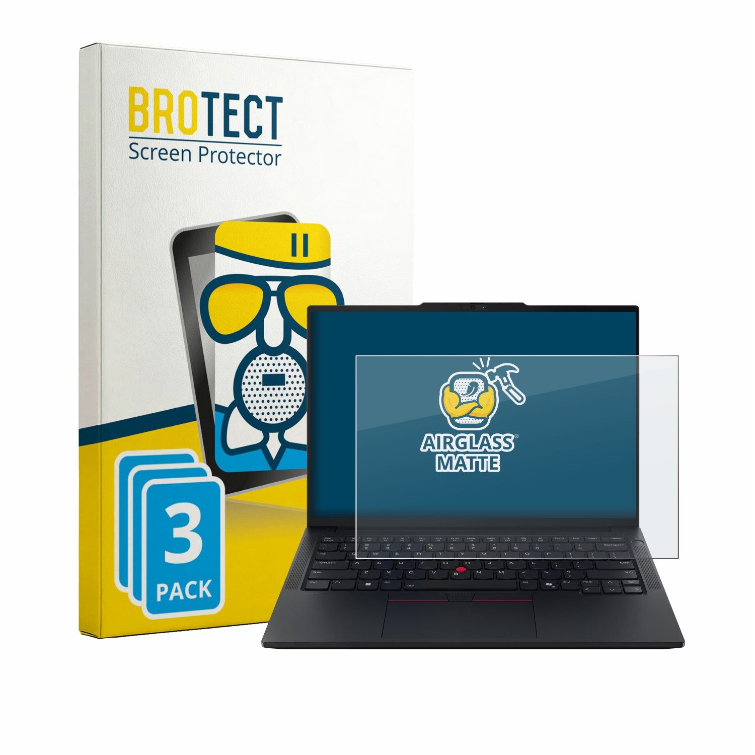 BROTECT Displayschutzglas Folie für Lenovo ThinkPad E14 Gen 8, 3 Stück, Schutzfolie Glas Panzer Display Schutz matt