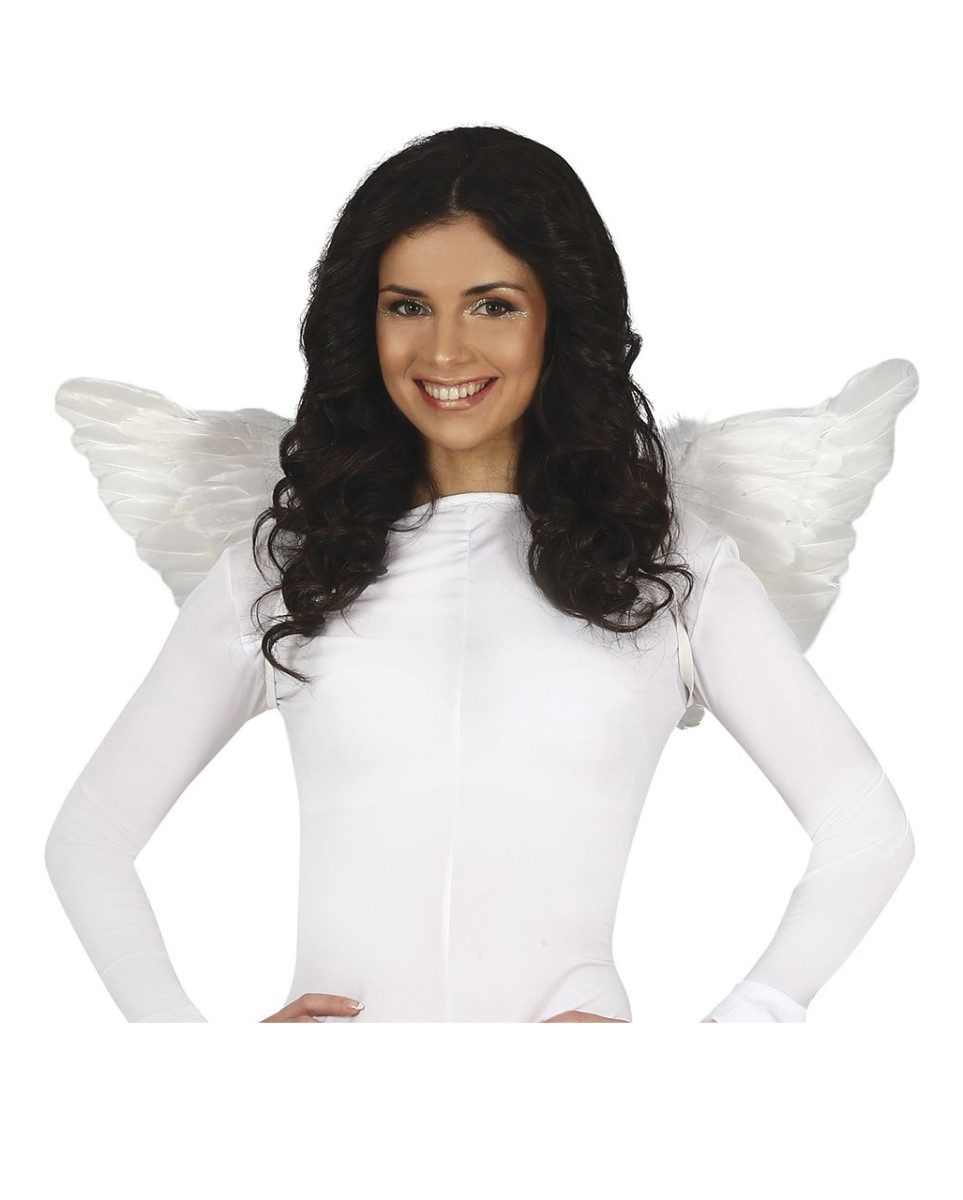 Kostüm-Flügel Weiße Flügel mit Federn 65cm