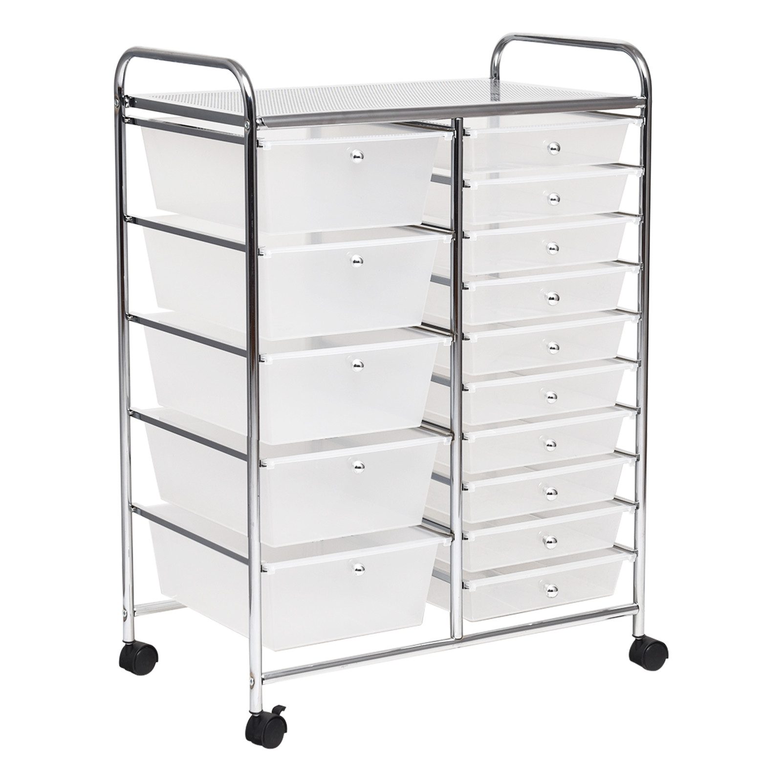 COSTWAY Rollwagen, Metallgestell inkl. 15 stapelbaren Schubladen 62,5x37x87cm