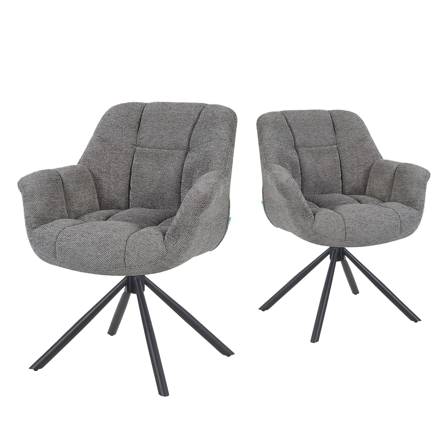 DUBI Möbel Polsterstuhl Mika-Luka, pulverbeschichtet, 360° drehbar im 2er-Set