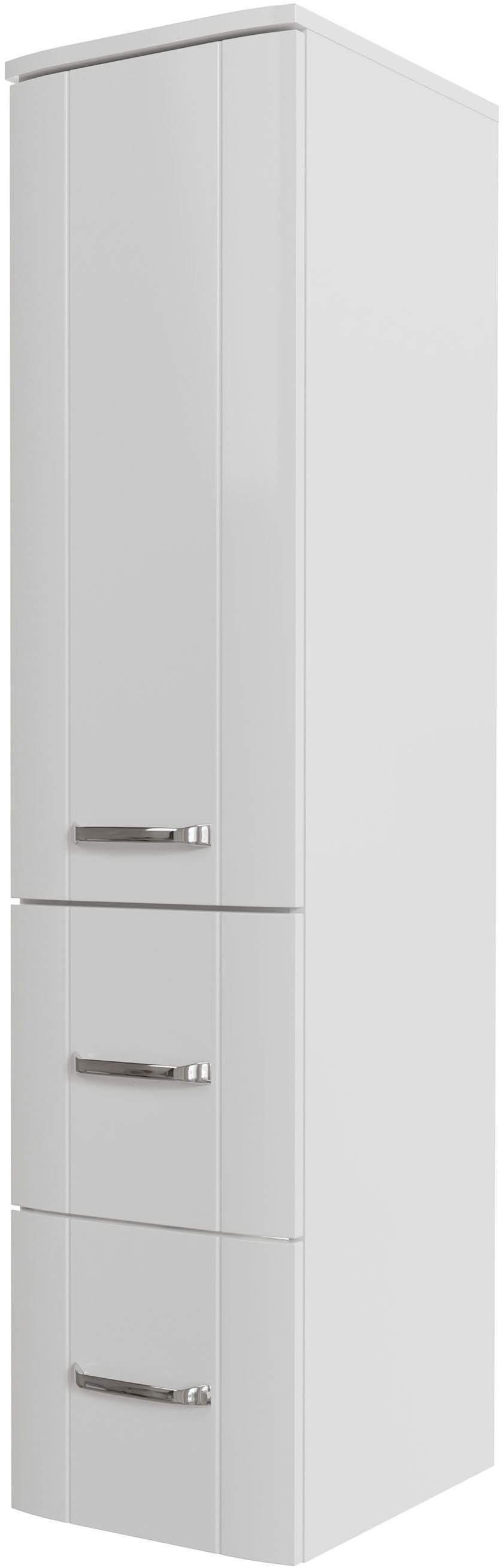 Saphir Midischrank Serie 3006 Badschrank 30cm,1 Tür, 2 Schubladen, Türdämpfer 2 Glas-Einlegeböden, Badezimmer-Midischrank 130 cm hoch, 38 cm tief