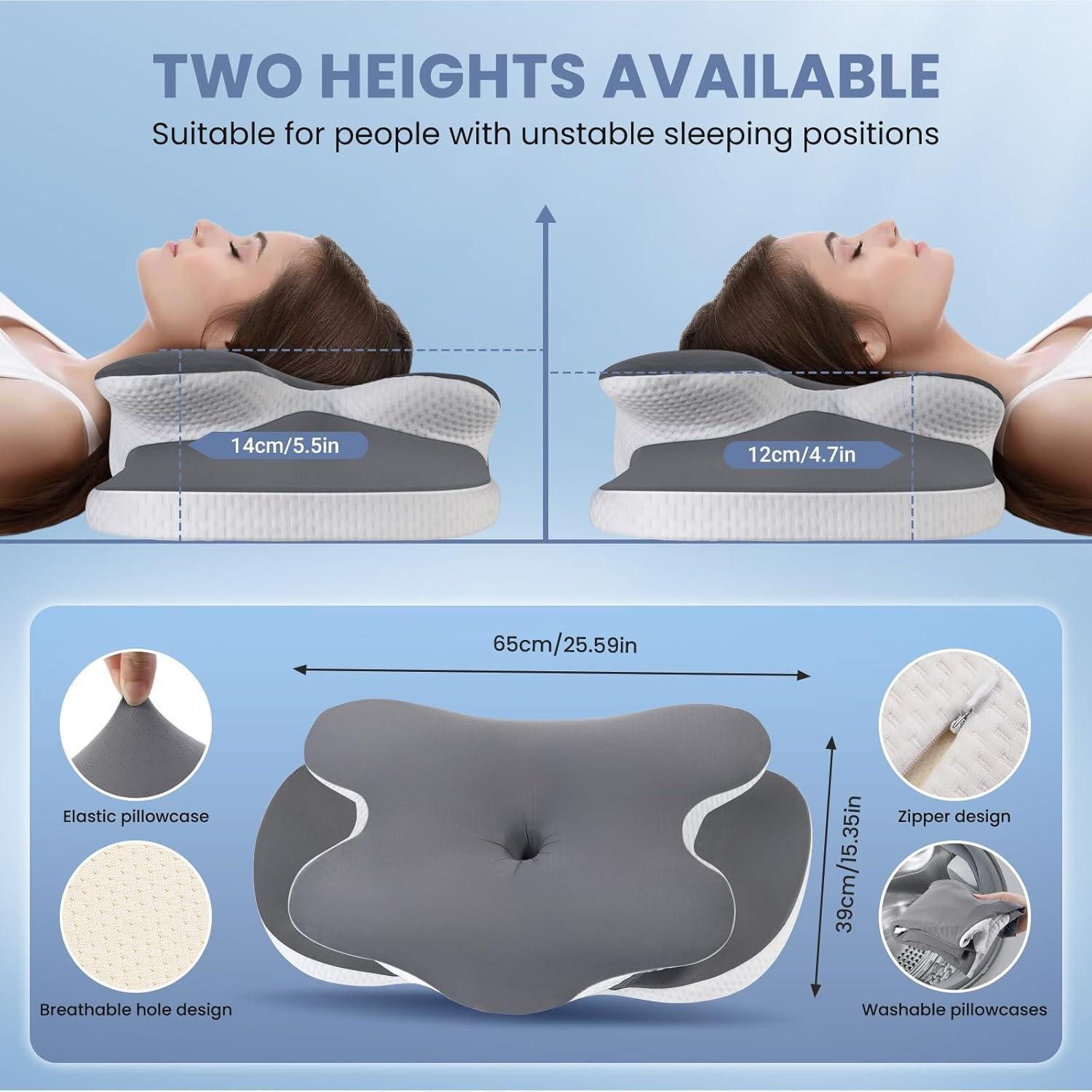 LuxusKollektion Nackenkissen Memory Foam Nackenkissen ergonomisch orthopädisch Seiten Rücken