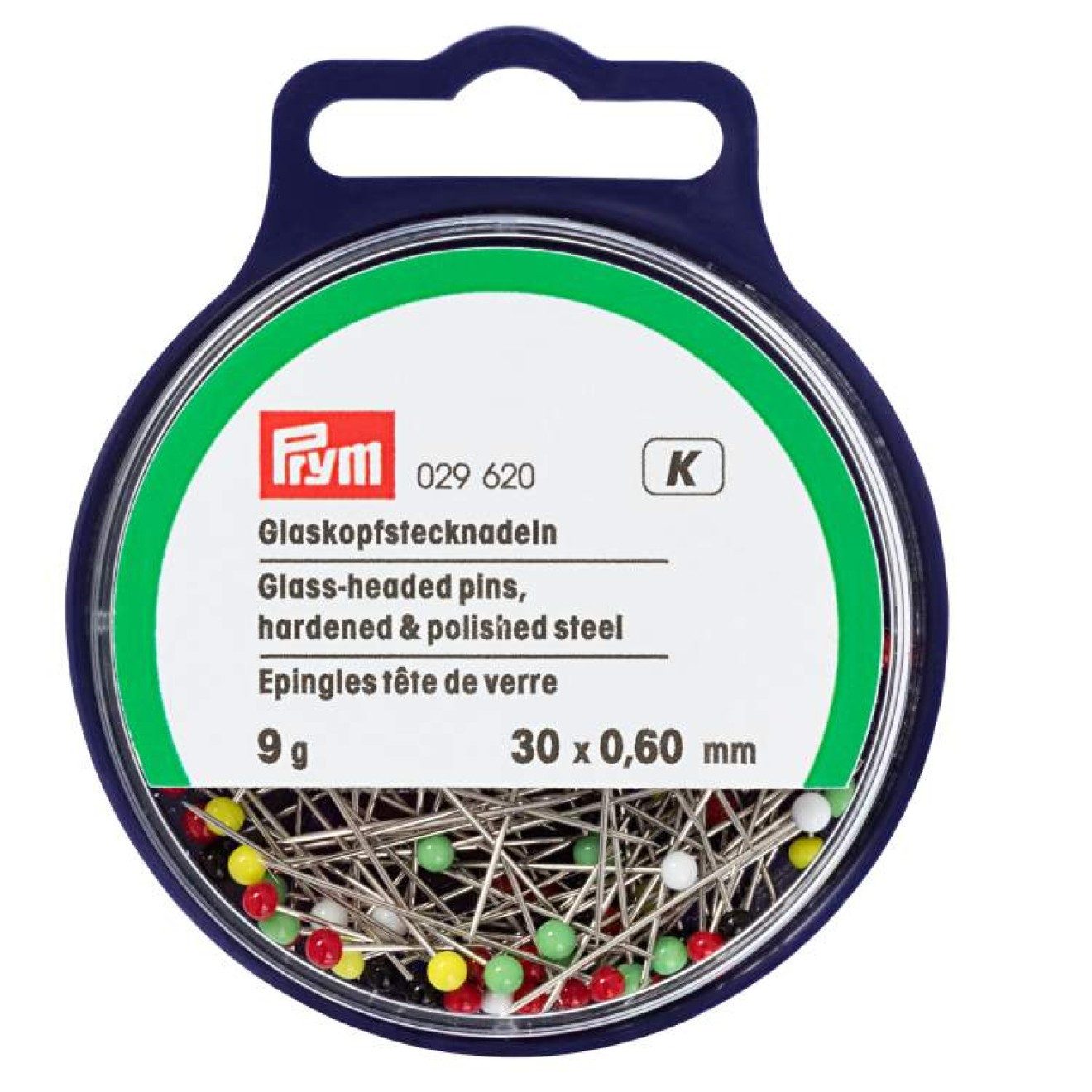 Prym Stricknadeln Glaskopfnadeln 0,60x30 mm silberfarbig bunt 9 g