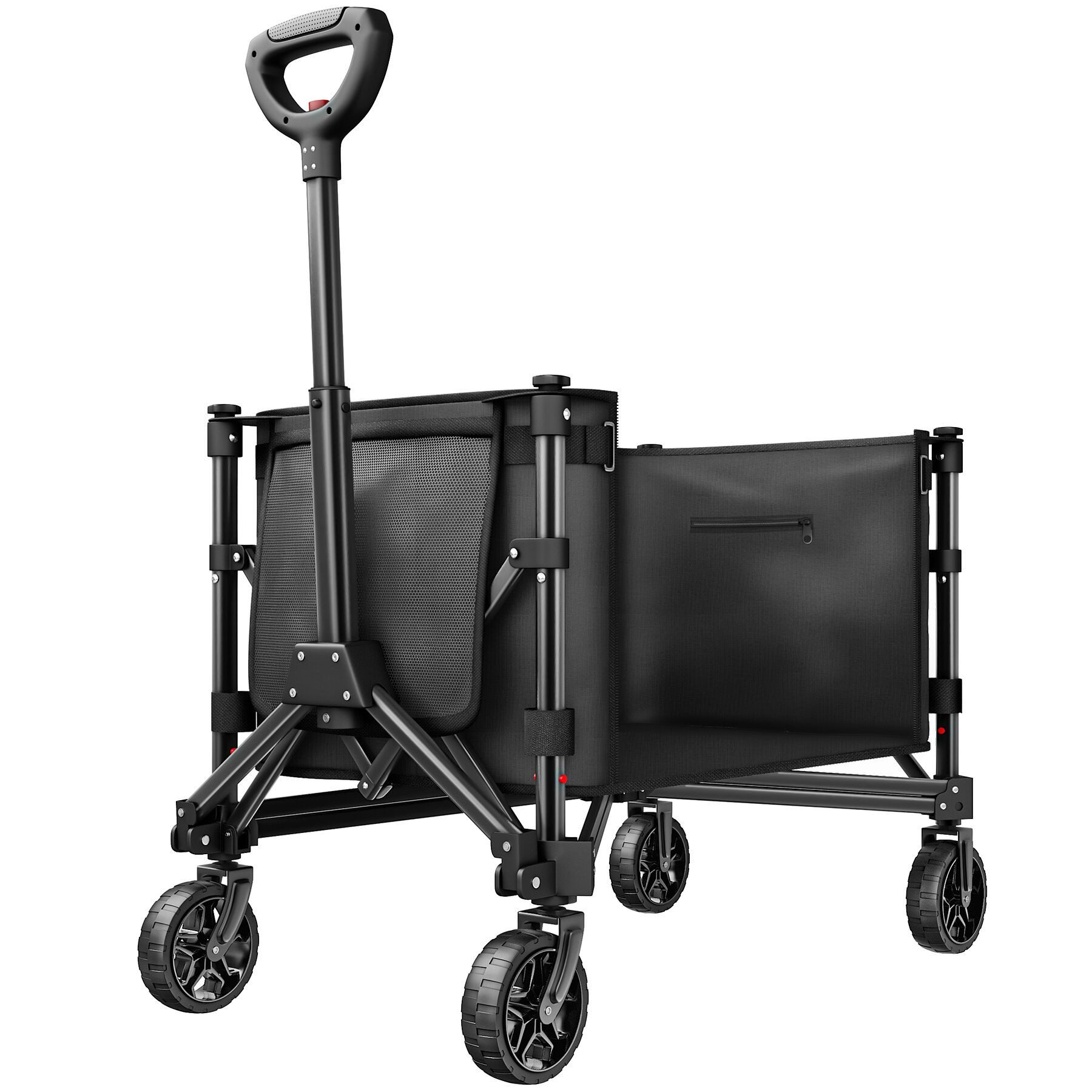 tectake Bollerwagen Handwagen SmartRider faltbar, Profilräder, Teleskopgriff (1 Transportwagen, 1-tlg., 120L Volumen in Schwarz mit abnehmbarer Plane aus Oxford-Gewebe), faltbar