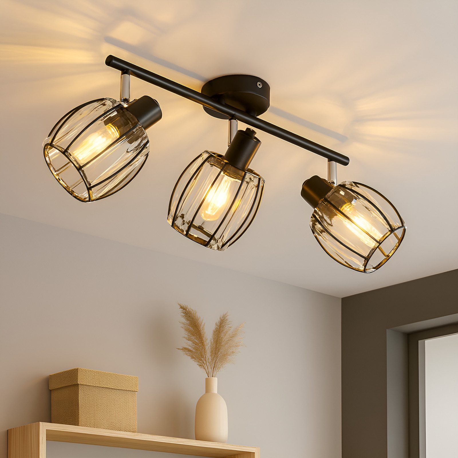 Nettlife Deckenstrahler Kristall Vintage Industrial Deckenspot Schwarz E14 günstig online kaufen