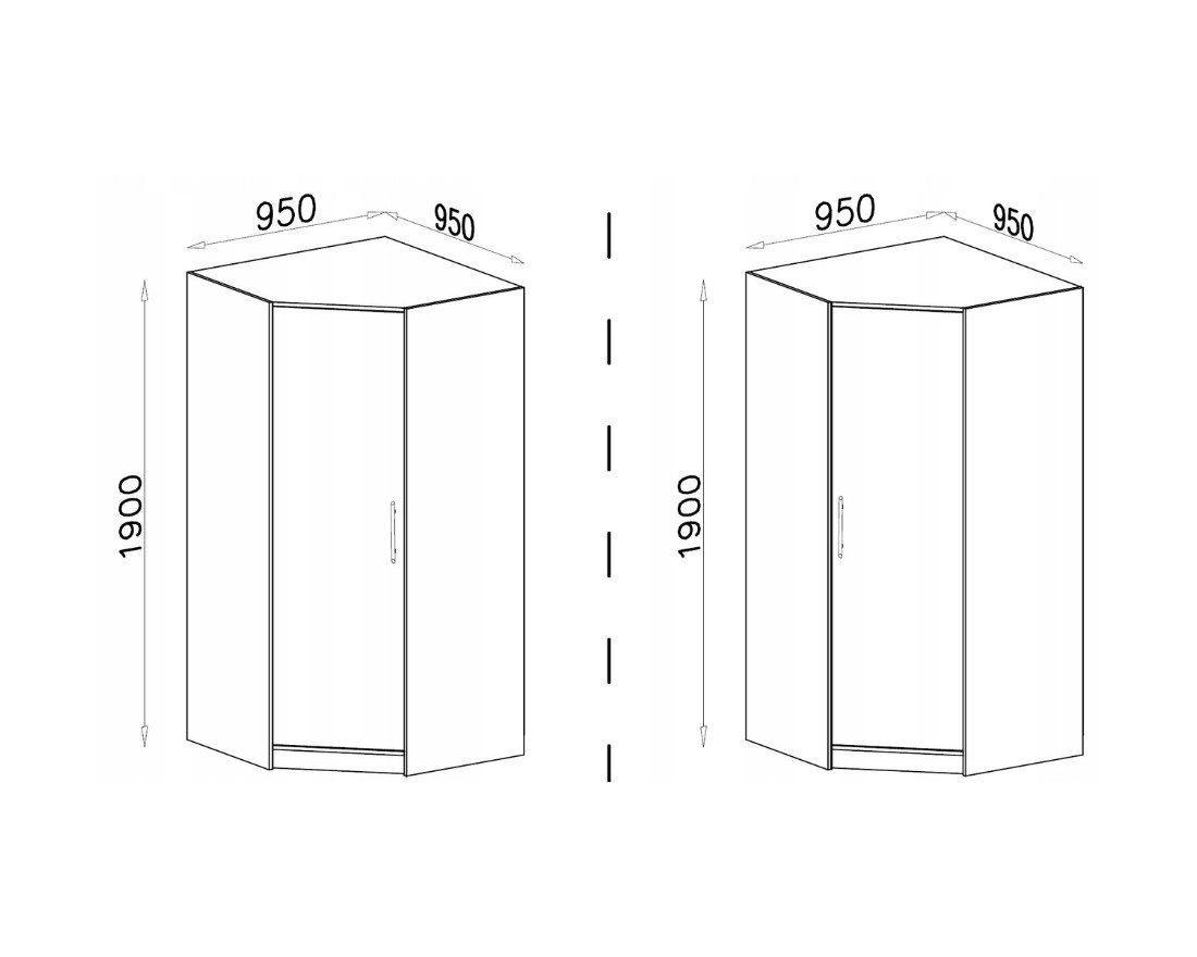 Deine Möbel 24 Eckkleiderschrank SAM SR4 mit Kleiderstangen, Farbe: Cashmere, mit Aufsatz optional (Set, 2-St., mit Stauraum) Drehtürenschrank 95 cm breit für Schlafzimmer Flur Garderobe