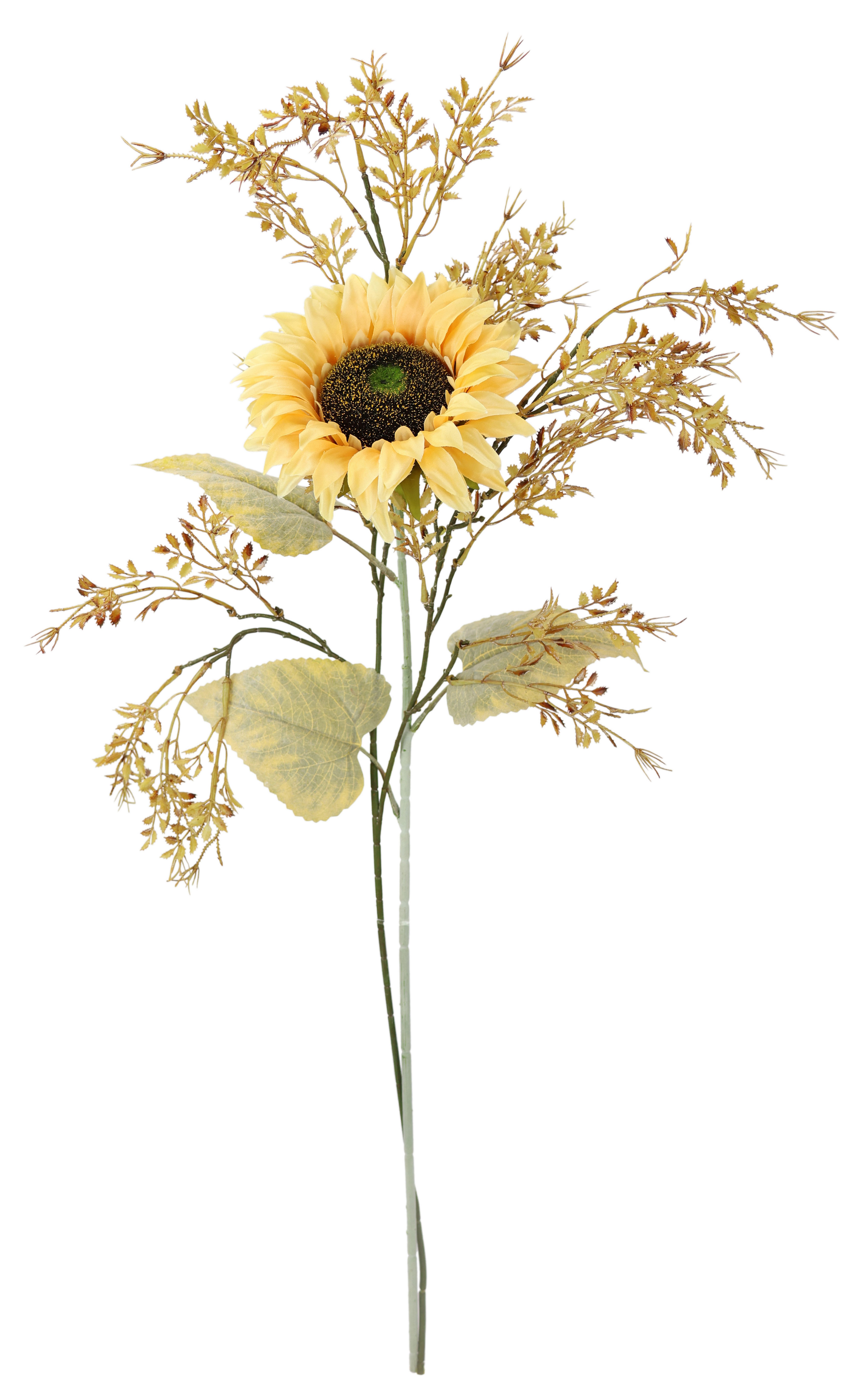 Kunstblumenstrauß Kunstblumen Set Sonnenblume, I.GE.A., Höhe 70 cm, Mit Dekozweig 70cm Blumenarrangement Sonnenblumenzweig künstlich Deko