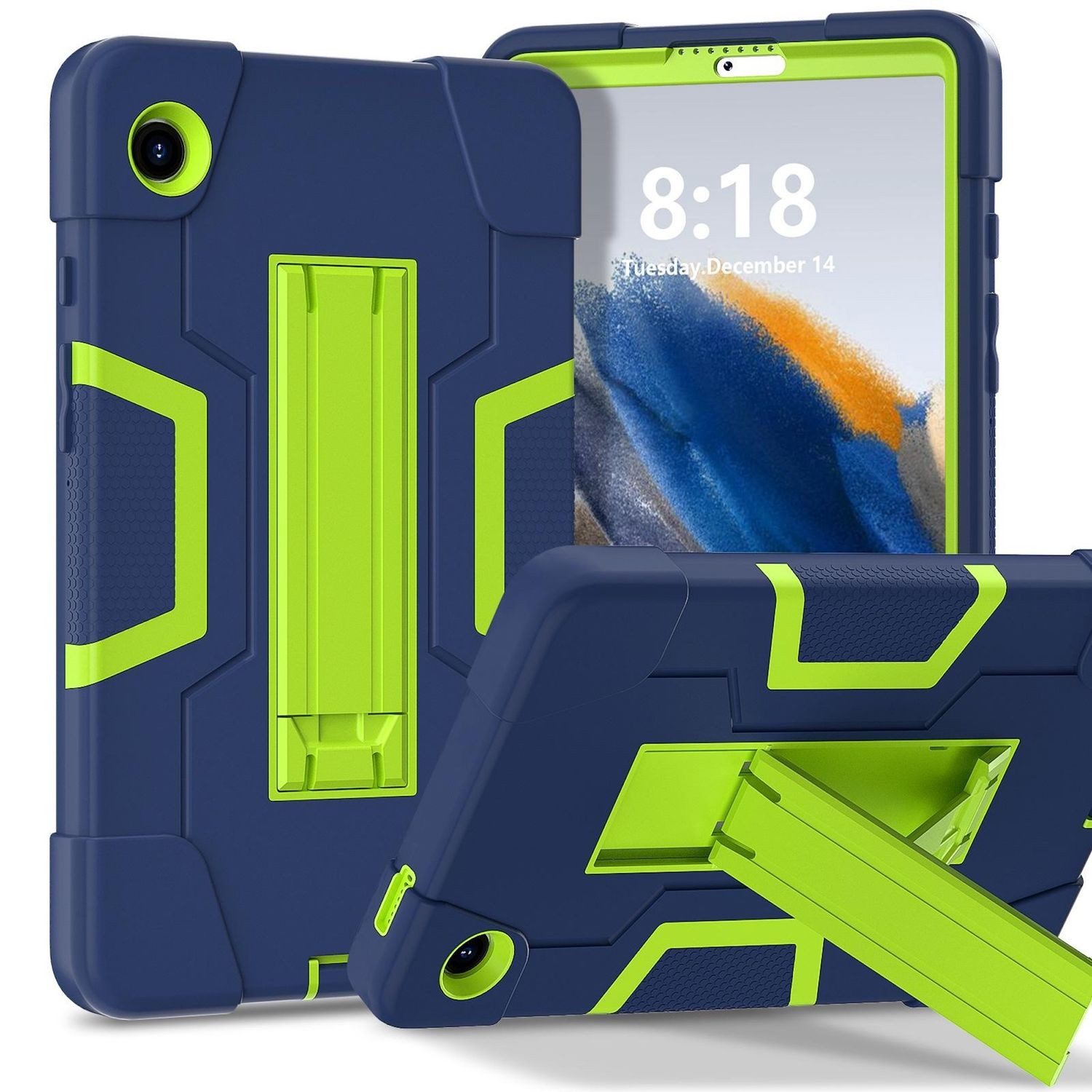 Wigento Tablet-Hülle Für Samsung Galaxy Tab A11 Color Hybrid Design Hülle mit Halter Blau, Stoßfest, Kontrastdesign, Halterfunktion