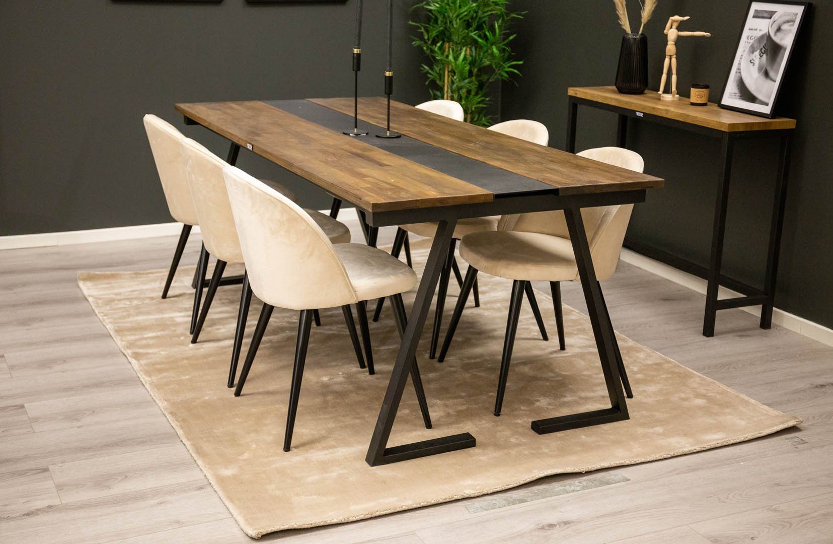 und Essgruppe Jakarta Velvet Esszi, ebuy24 6 Essgruppe Esstisch (7-tlg) Teak Braun