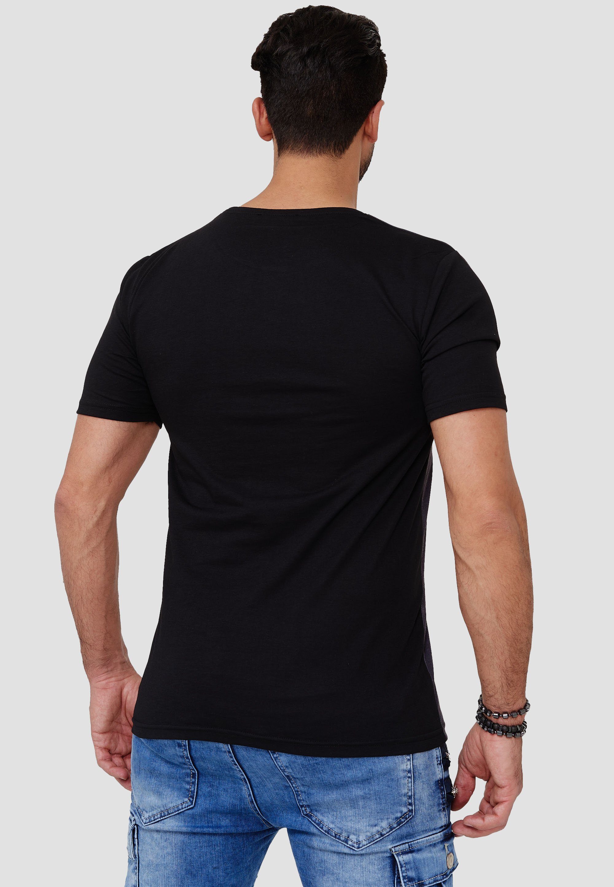 (Shirt Polo im Tee, OneRedox modischem T-Shirt TS-1588C Kurzarmshirt Fitness Design) 1-tlg., Freizeit Casual