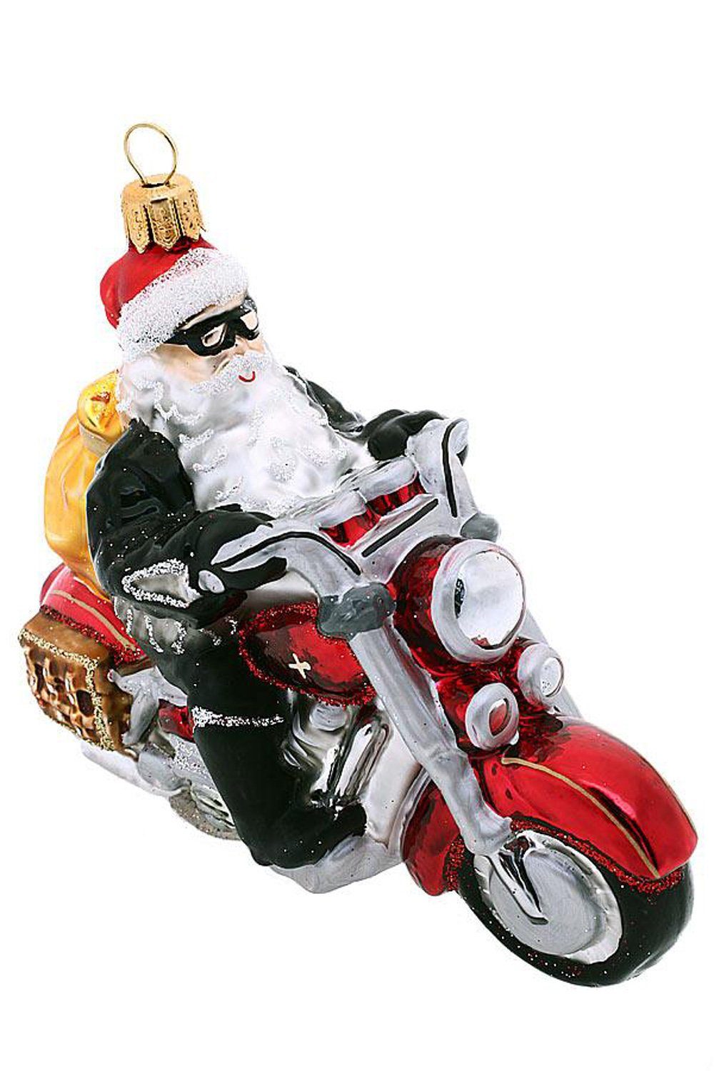 Weihnachtskontor Dekohänger - handdekoriert Hamburger auf - mundgeblasen Motorrad, Christbaumschmuck Santa