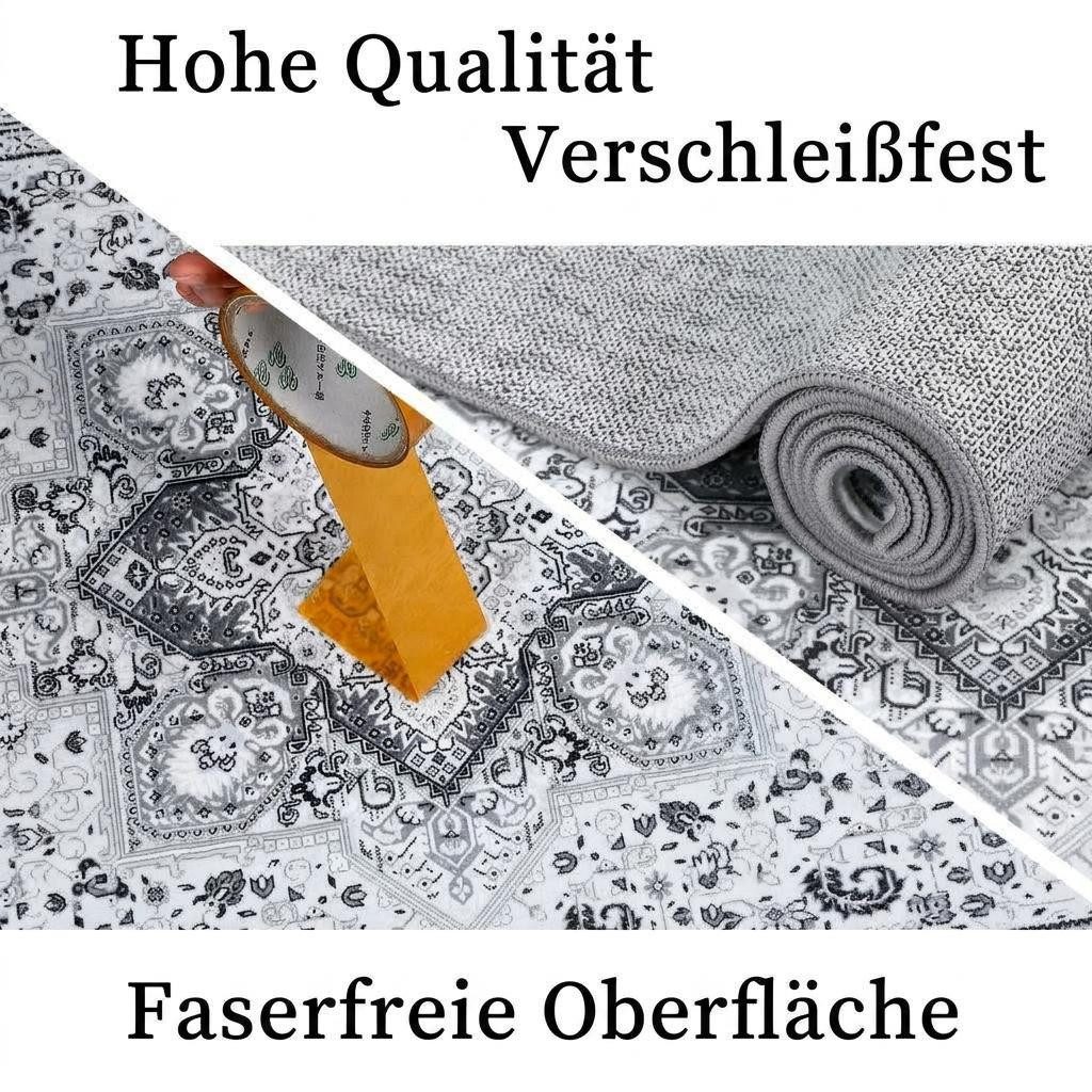 GarveeMore Teppich Vintage Anmut Orientteppich Niedrigflor-Teppich Designteppich, rechteckig, Maschinenwaschbar Rutschfest für Wohnzimmer, Schlafzimmer, Küche, Flur
