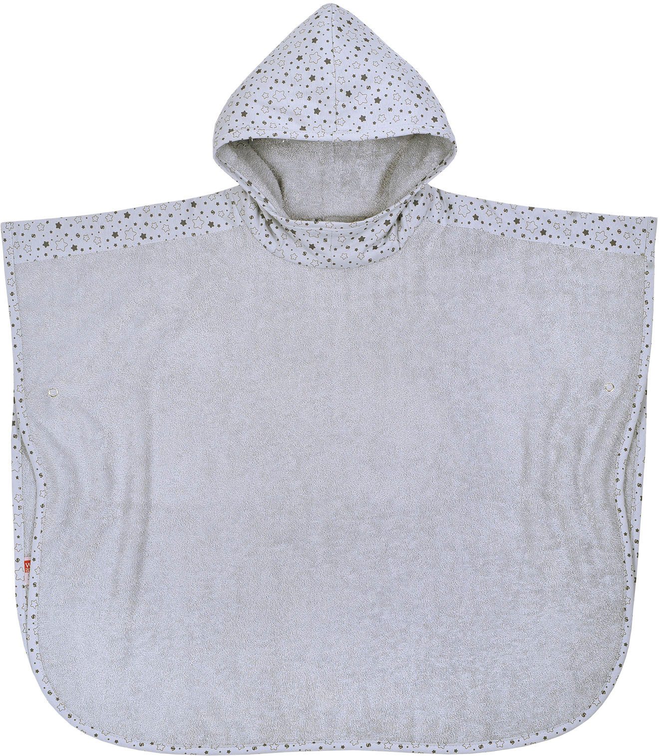 Wörner Badeponcho Sterne hellgrau, Baumwoll-Webfrottier, Kapuze, ohne, maschinenwaschbar, trocknergeeignet