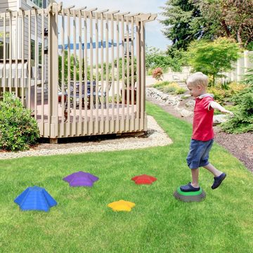 ZONEKIZ Stapelspielzeug Flusssteine,Balanciersteine, Rutschfeste Trittsteine für Kinder, (5-tlg), rutschfeste Unterseite und strukturierte Oberseite