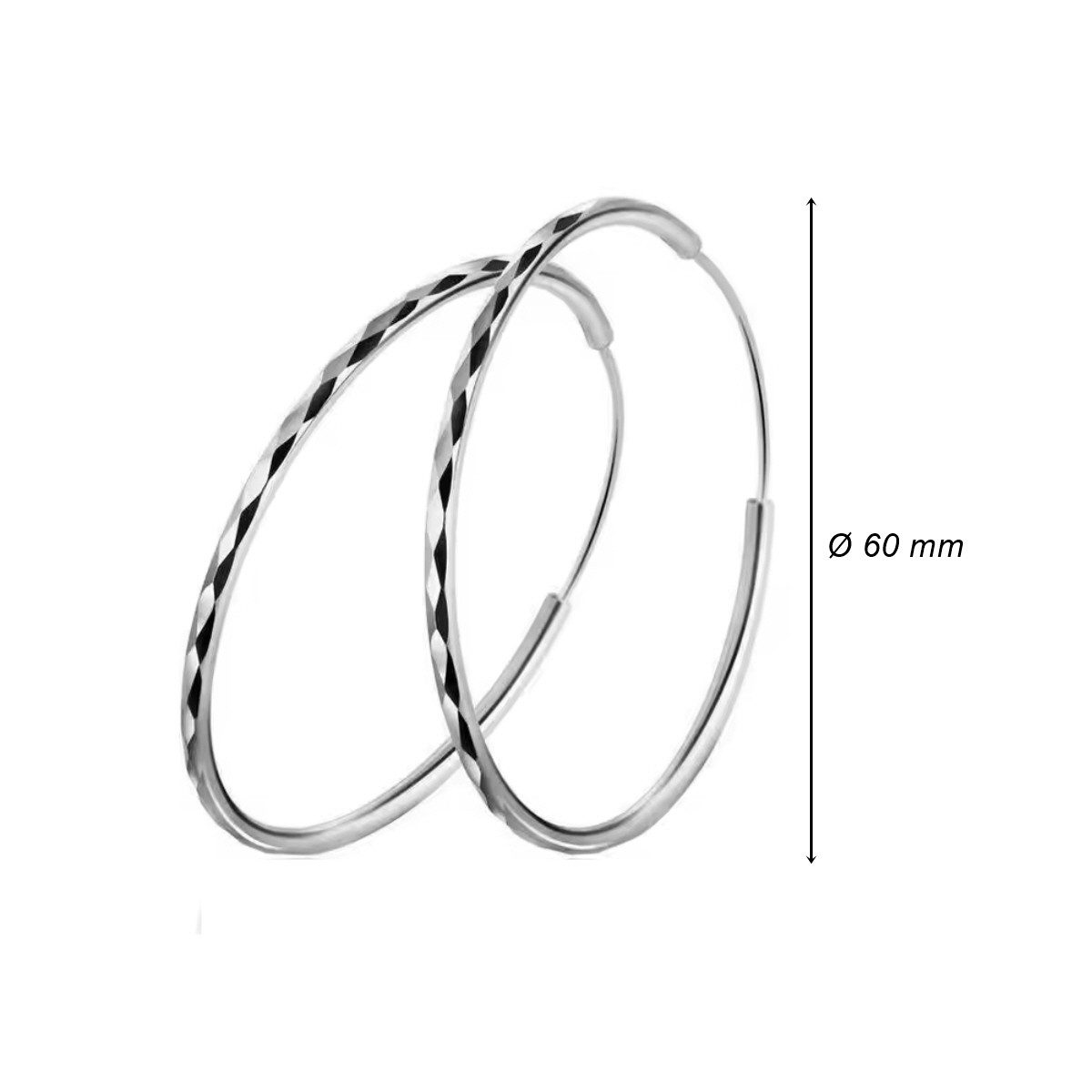 ELLAWIL Paar Creolen Ohrcreolen Ohrschmuck Damenohrringe Creole runde Ohrringe Ø 60 mm (GESCHENKIDEE, Sterling Silber 925), inklusive Geschenkschachtel