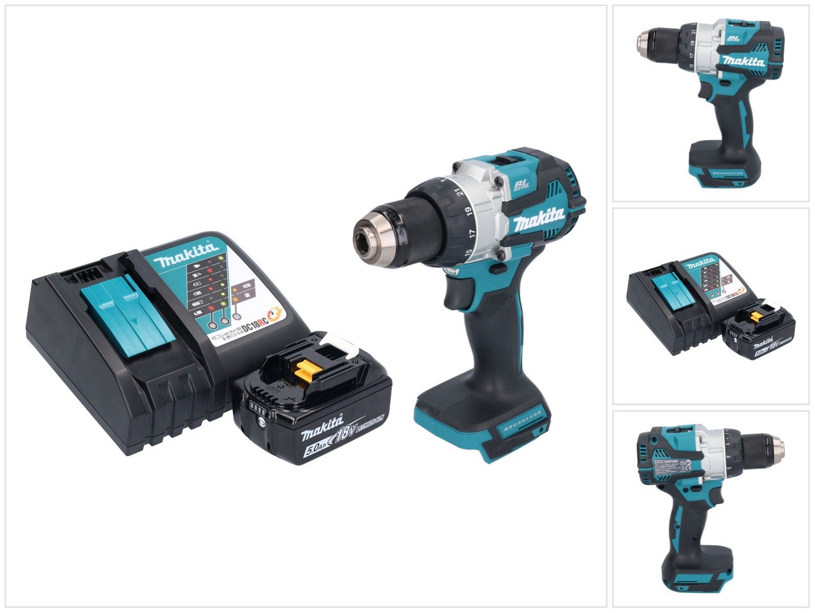 Makita Akku-Schlagbohrschrauber Makita DHP 489 RT1 Akku Schlagbohrschrauber 18 V 73 Nm Brushless + 1x
