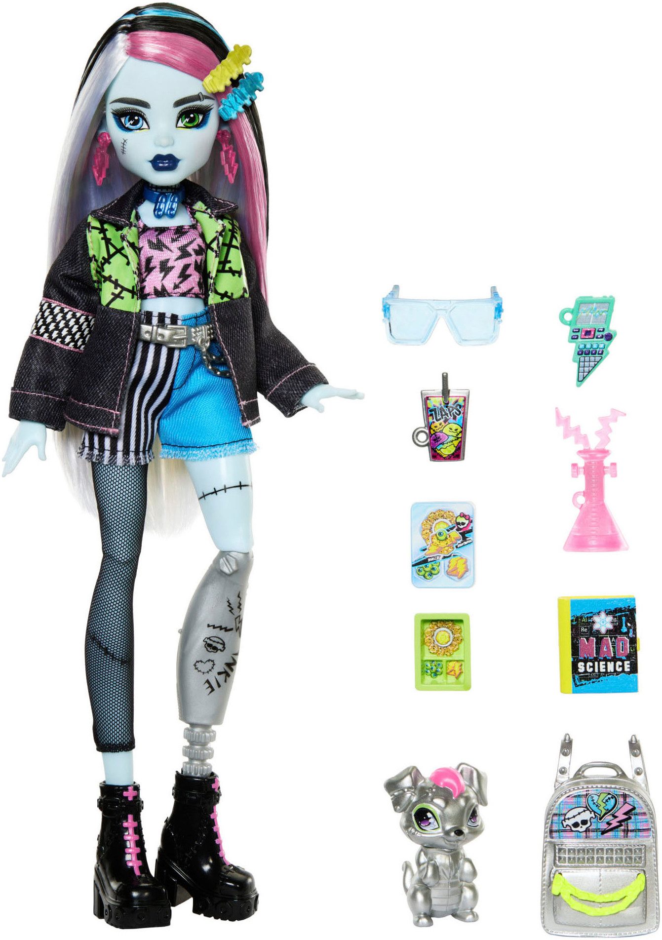 Monster High™ Frankie Stein Dress-Up Doll with Pet Watzie