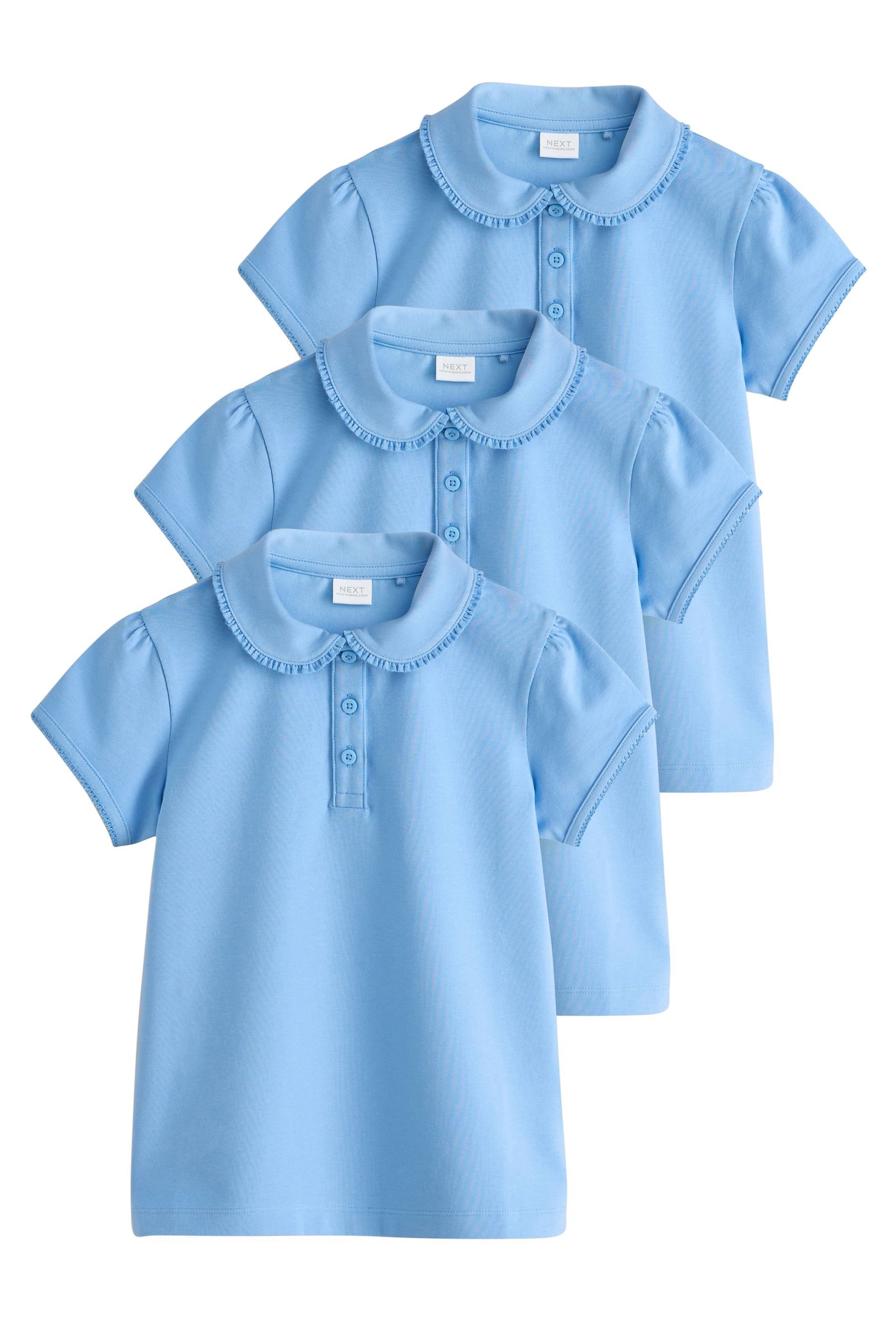 Poloshirt Poloshirts für Mädchen Baumwollstretch, 3er-Pack