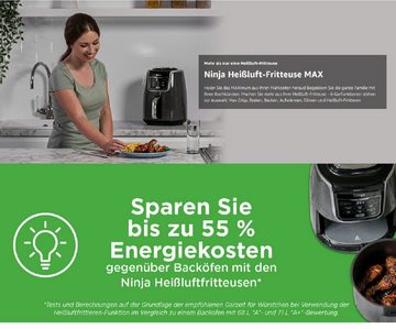 NINJA Heißluftfritteuse MAX 5in1 Airfryer Heissluftfritteuse XXL 5,2L Fritteuse 60 min Timer, 1750,00 W, Friteuse Heißluftfritteuse Fettfrei Heißluft ohne Öl Heissluft Groß