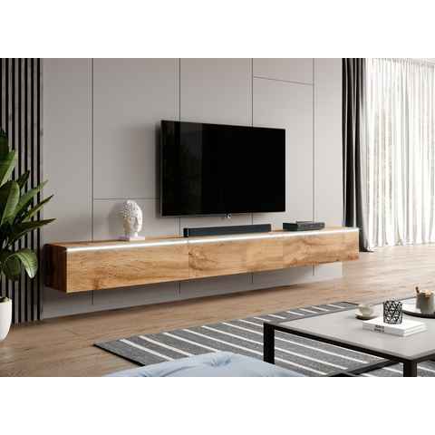 Furnix Sideboard BARGO Lowboard hängend TV-Board B300 x H34 x T32 cm (3x100cm) ohne LED, geräumig mit 6 Fächern