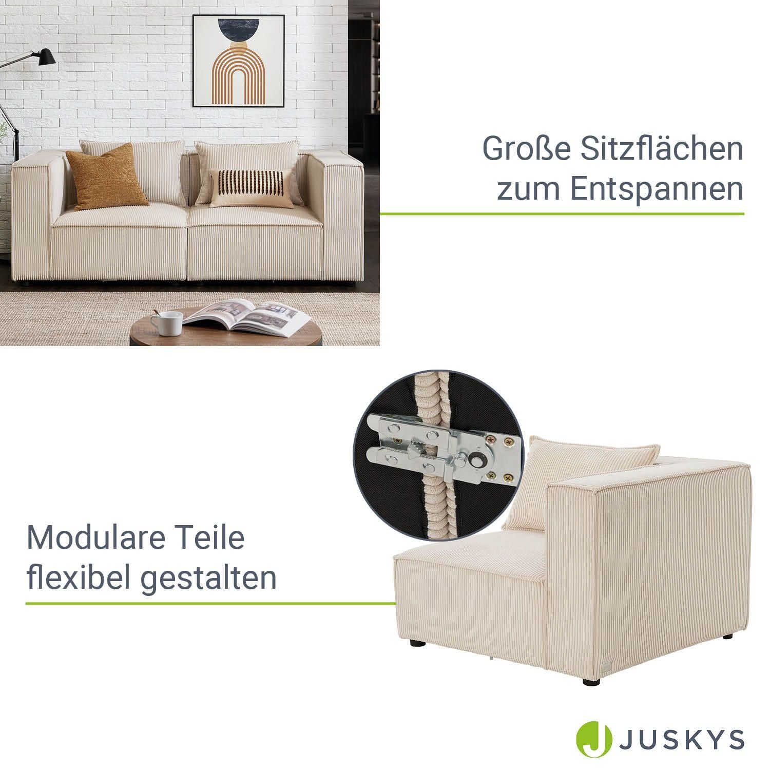Juskys 2-Sitzer Armlehnen für 2 modulare S, mit Teile, & Domas, Garnitur Wohnzimmer, Kissen Couch