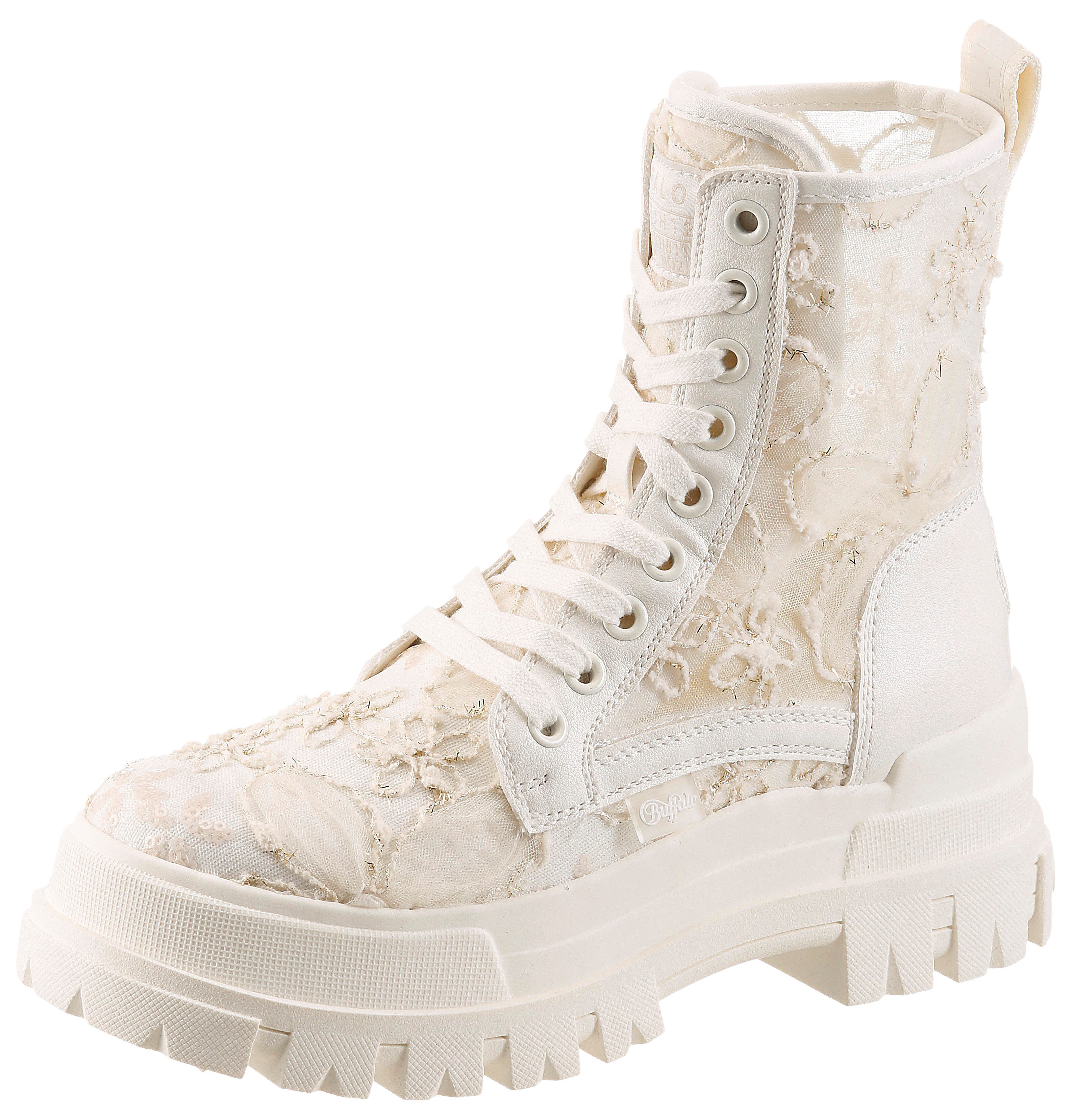 Buffalo Schnürboots Blockabsatz, Plateau, Stiefelette, mit transparentem Schaft