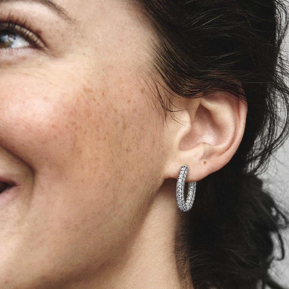 Pandora Paar Creolen Timeless Ohrringe Pavé für Damen aus 925er Silber von PANDORA