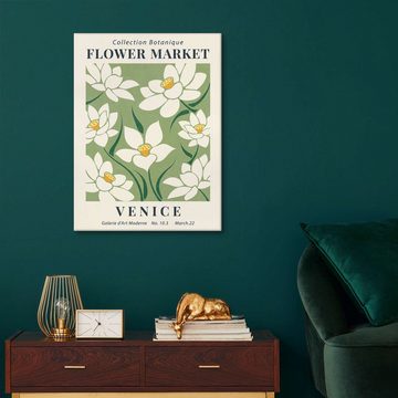 Posterlounge Leinwandbild TAlex, Flower Market Venice, Wohnzimmer Modern Illustration