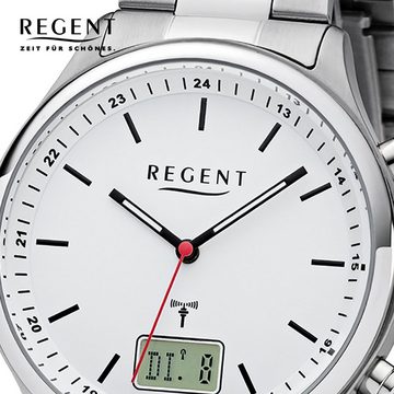 Regent Funkuhr Regent Herren Uhr BA-448 Metall Funkwerk, Herren Funkuhr rund, groß (ca. 40mm), Metallarmband