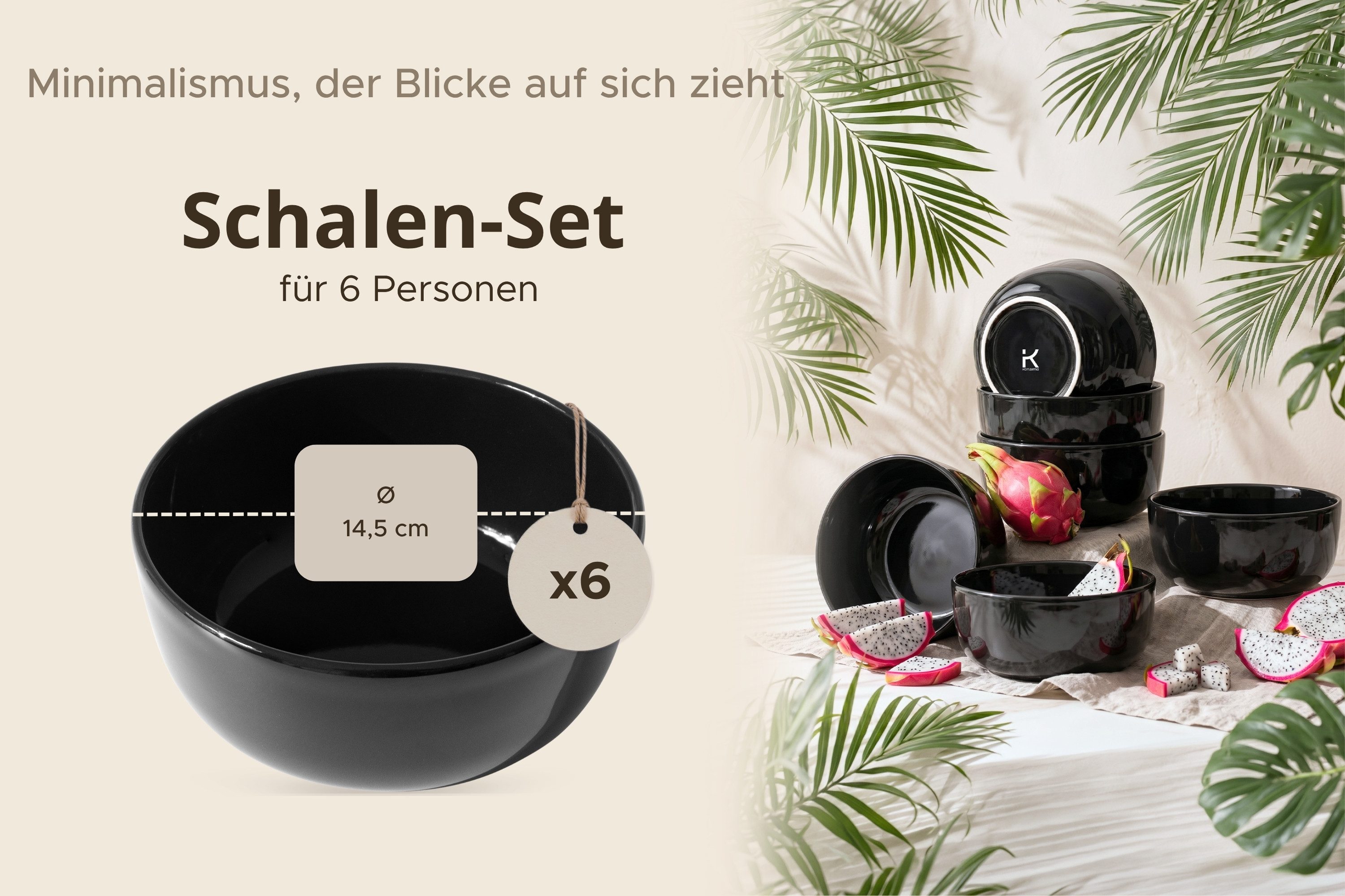 KONSIMO® Müslischale VICTO Schüssel-Set hergestellt in der EU, Steingut, (6-Personen Set, 6-tlg), spülmaschinengeeignet, mikrowellengeeignet, 6x Schale – Bild 5 von 5