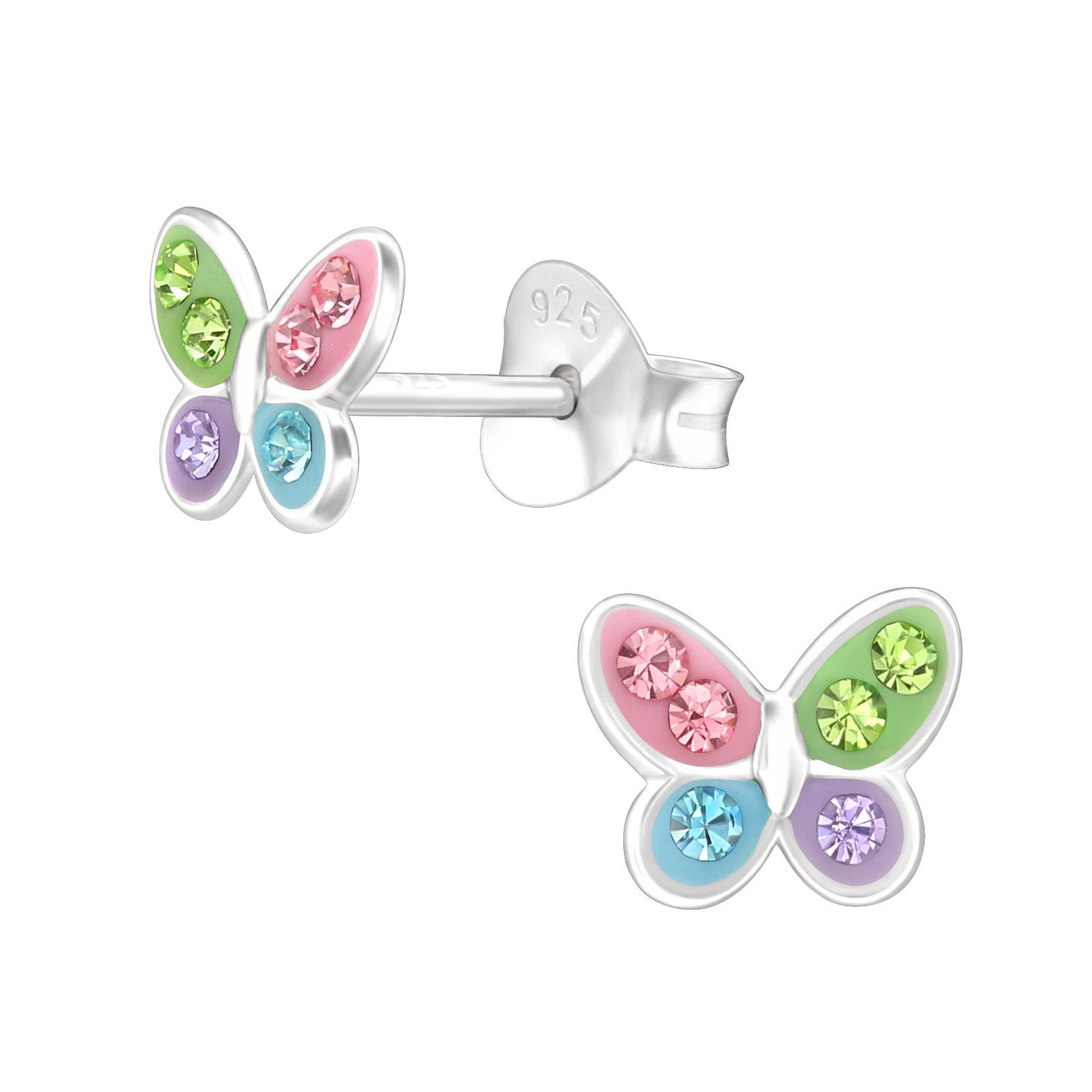Ohrring-Set Schmetterling Kinder Ohrringe mit Kristallen 925 Silber