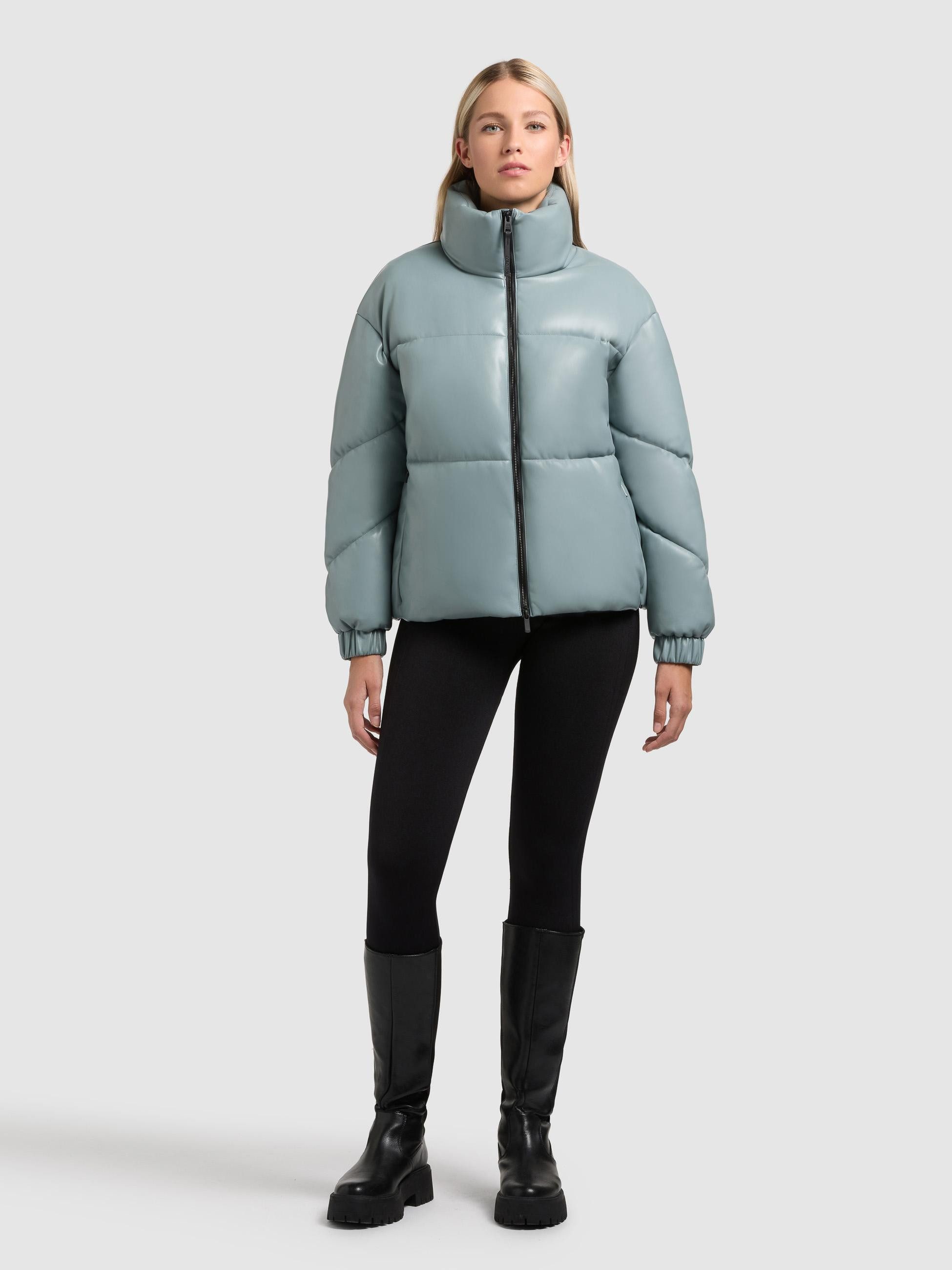 khujo Steppjacke Khalia Gesteppte Damen Winterjacke in Lederoptik