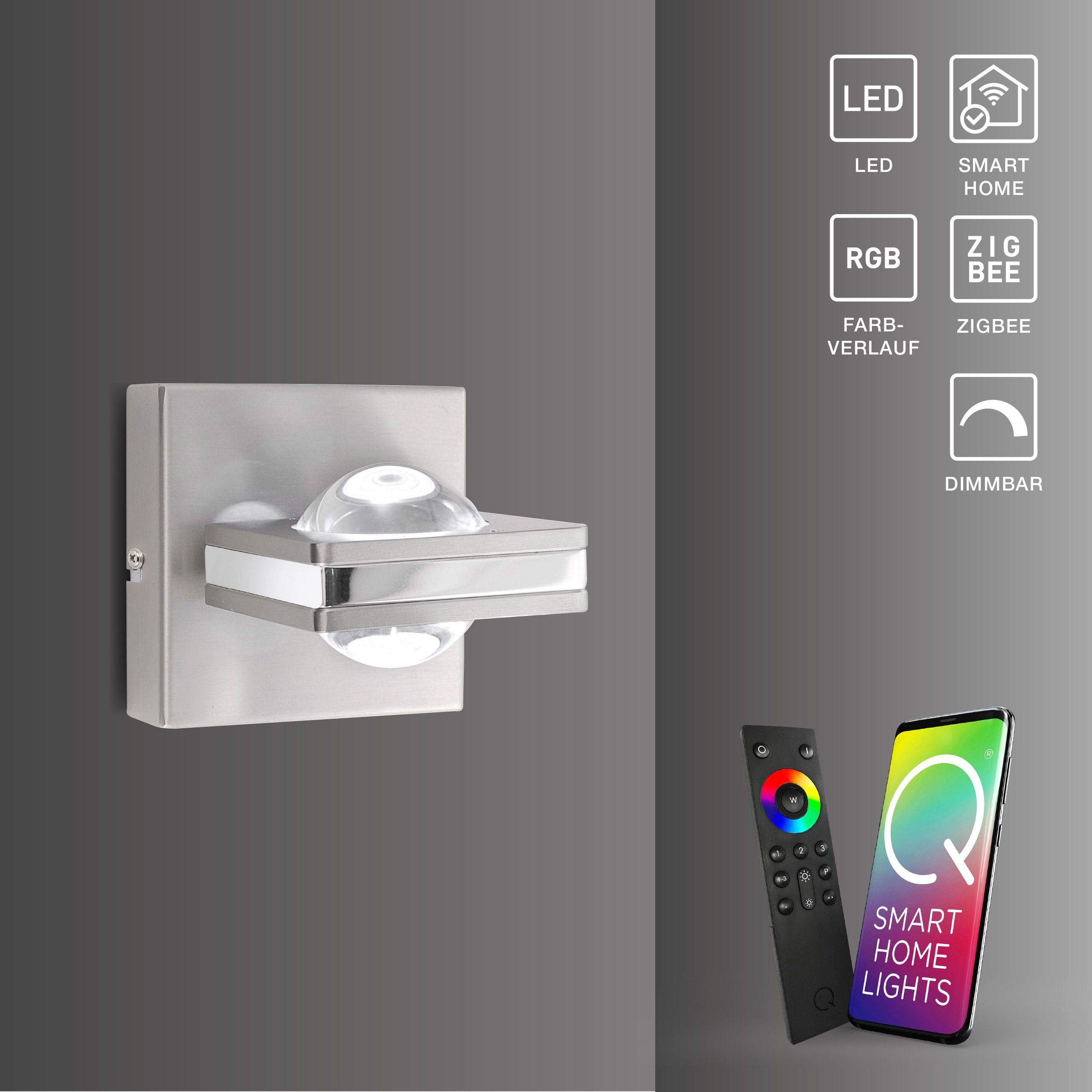Paul Neuhaus Smarte LED-Leuchte LED Wandlampe Q-FISHEYE Smart Home, Smart  Home, RGB-Farbwechsel, Dimmfunktion, Memoryfunktion, 2, drehbarer Spot,  dimmbar, Fernbedienung Farbwechsel