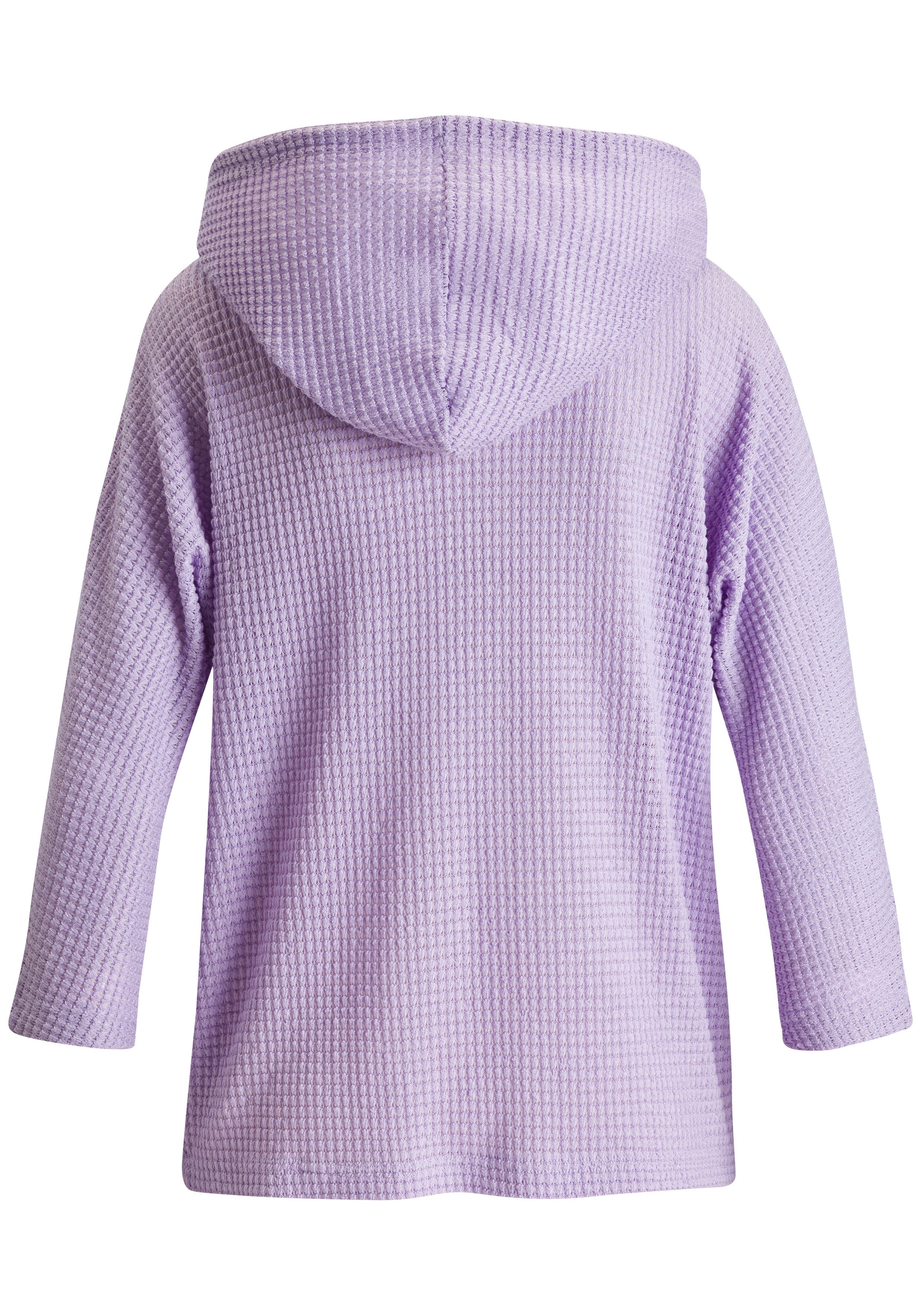 LASCANA Kapuzenshirt aus Waffelstrick mit Knopfleiste – Bild 4 von 5