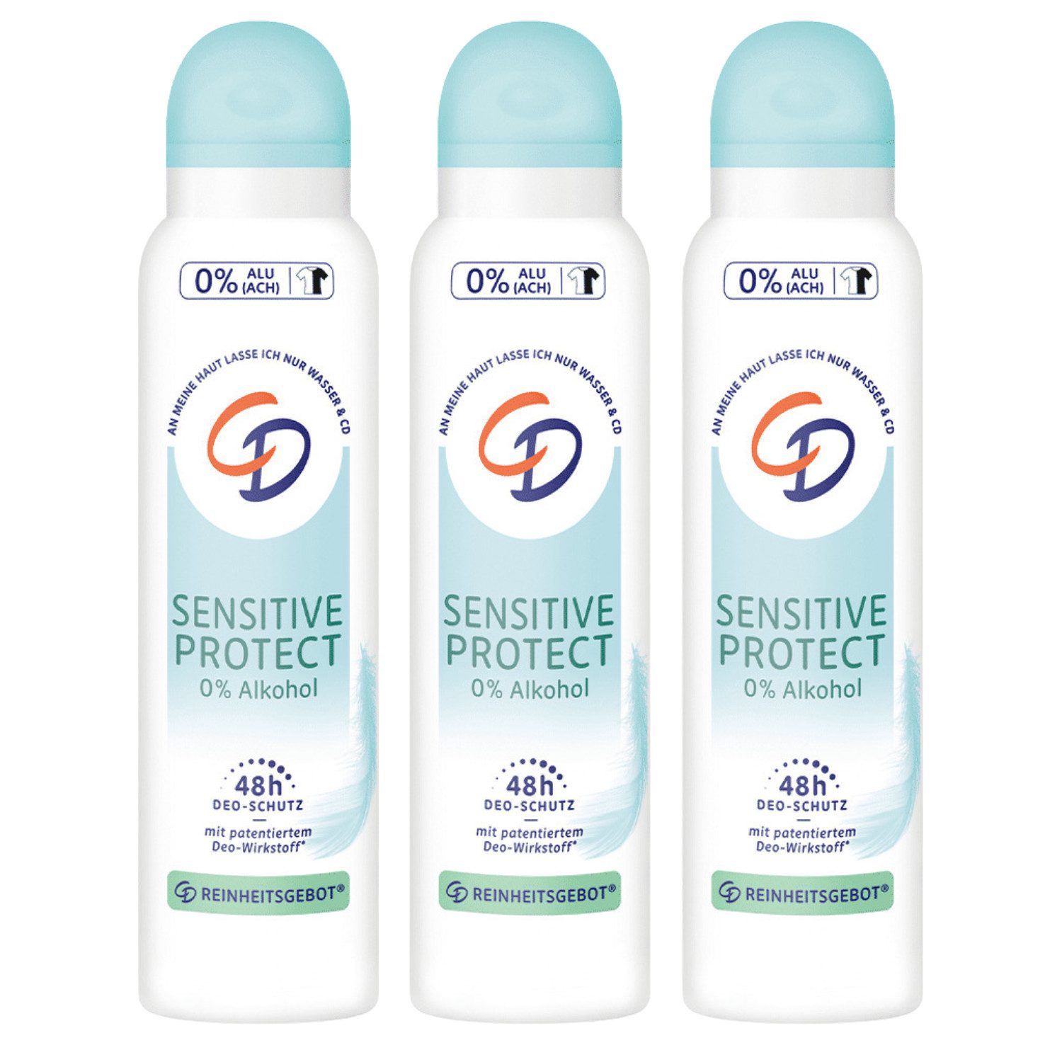 Bodyspray 3 x CD Sensitive Protect Deo Spray 0% Alkohol 0% Aluminium 48h Schutz