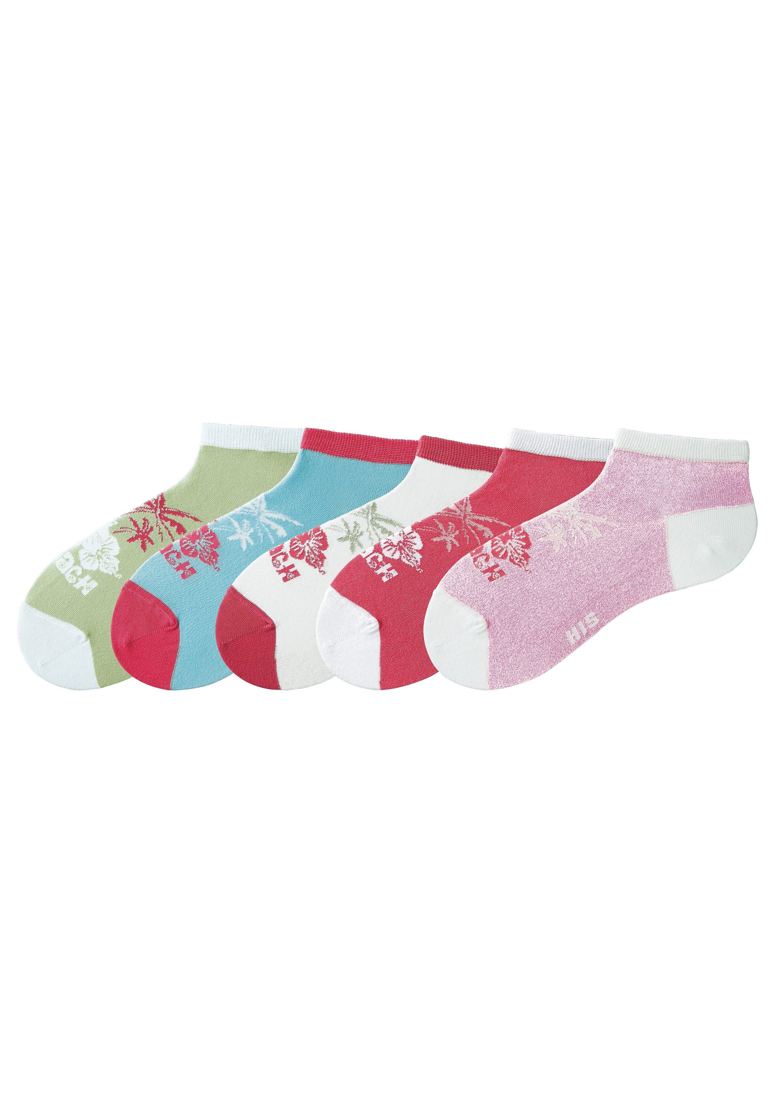 H.I.S Sneakersocken Kurze bunte Damen Socken (Packung, 5-Paar, Gr. 35-38 bis 43-46) im farbenfrohen Hawaii Design – Bild 3 von 5