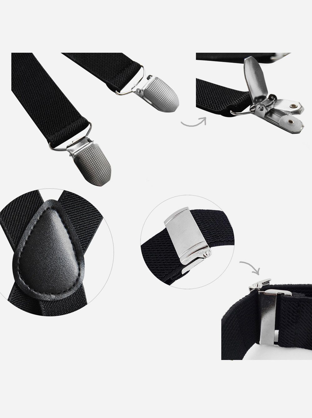 axy Hosenträger Herren Hosenträger mit Streifen 4 Stabile Clips X-Form 2,5cm Breit verstellbar und elastisch 120cm Lang