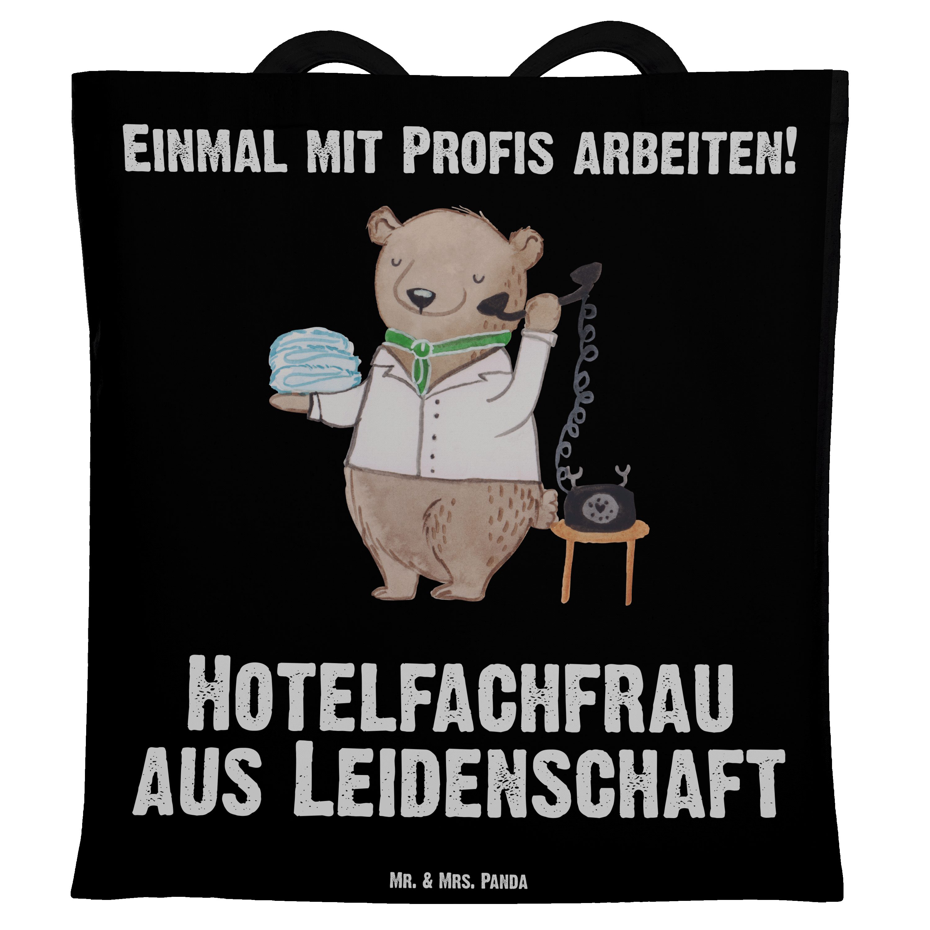 Panda (1-tlg) Geschenk, Tragetasche Stoffbeutel, Mr. & Hotelfachfrau Schwarz Beu - Leidenschaft aus - Mrs.