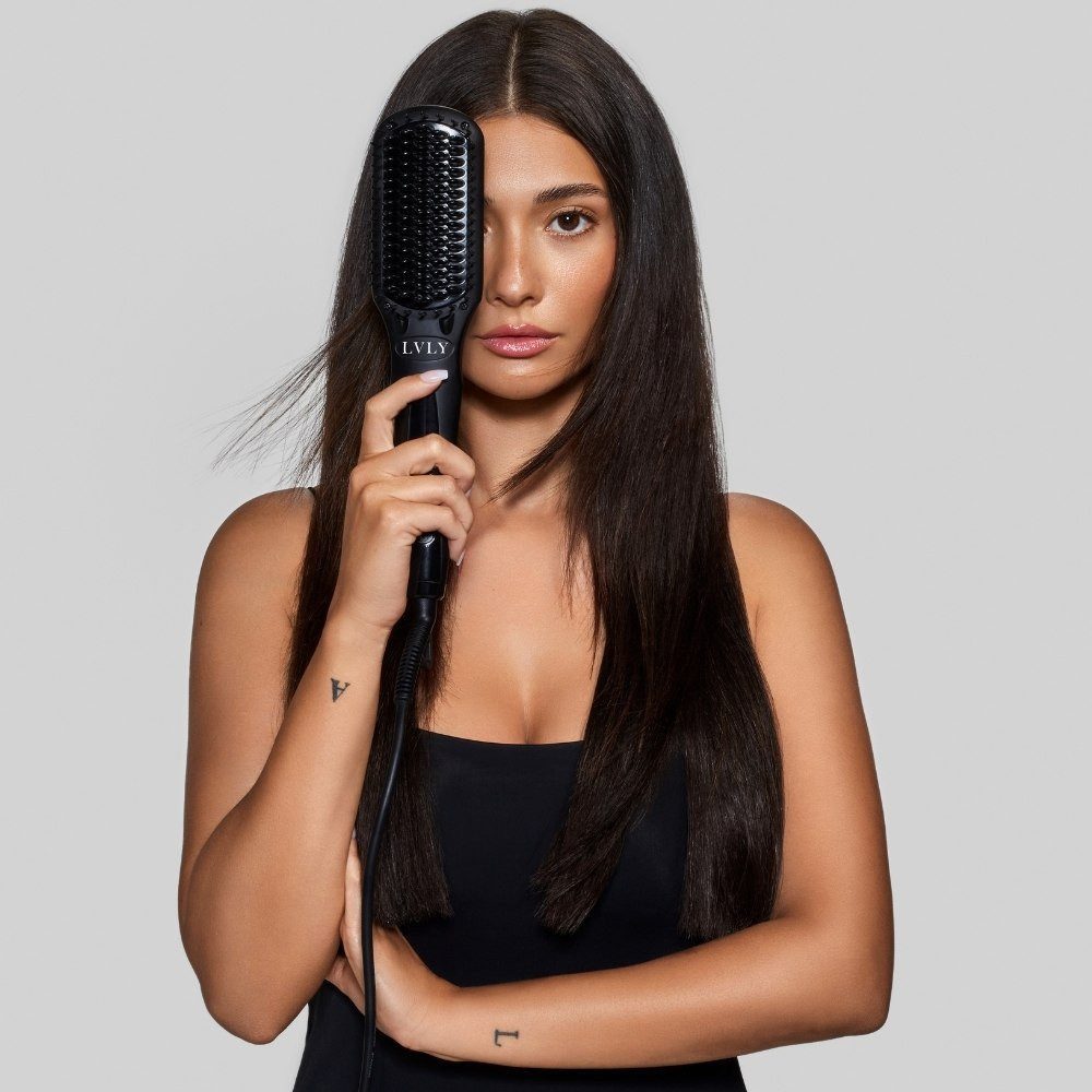 LVLY Haarglättbürste Glättungsbürste, Temperaturstufen 80–230 °C, Warmluftbürste, Haarglätter, Bürste