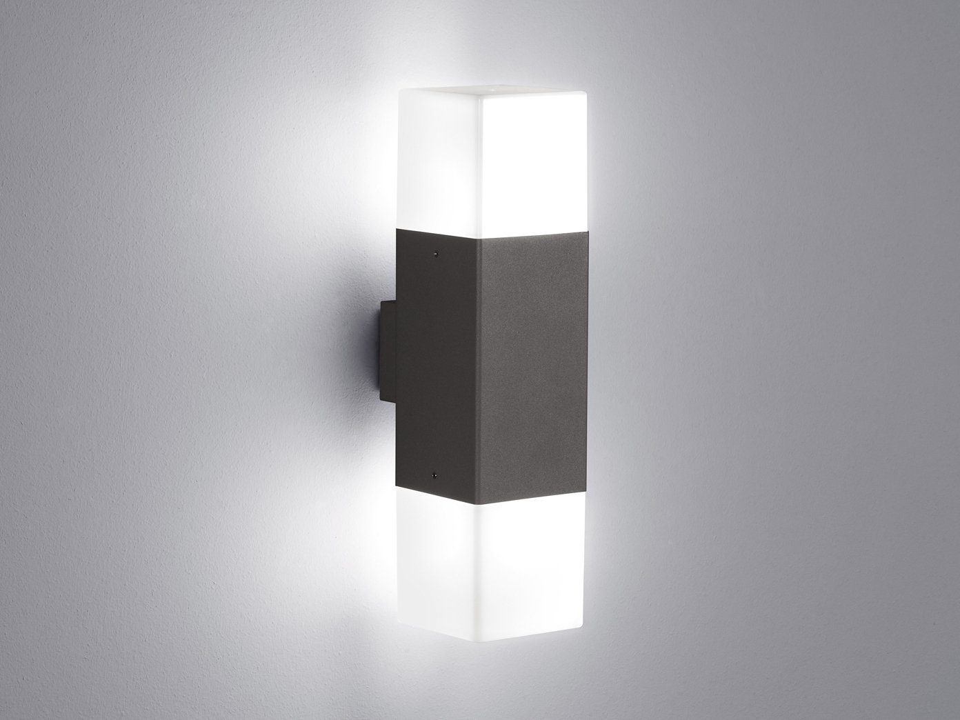 TRIO Leuchten LED Außen-Wandleuchte, LED wechselbar, Warmweiß, 2er-Set Fassadenlampe Up Down, Anthrazit 33cm, Haus-wand beleuchten