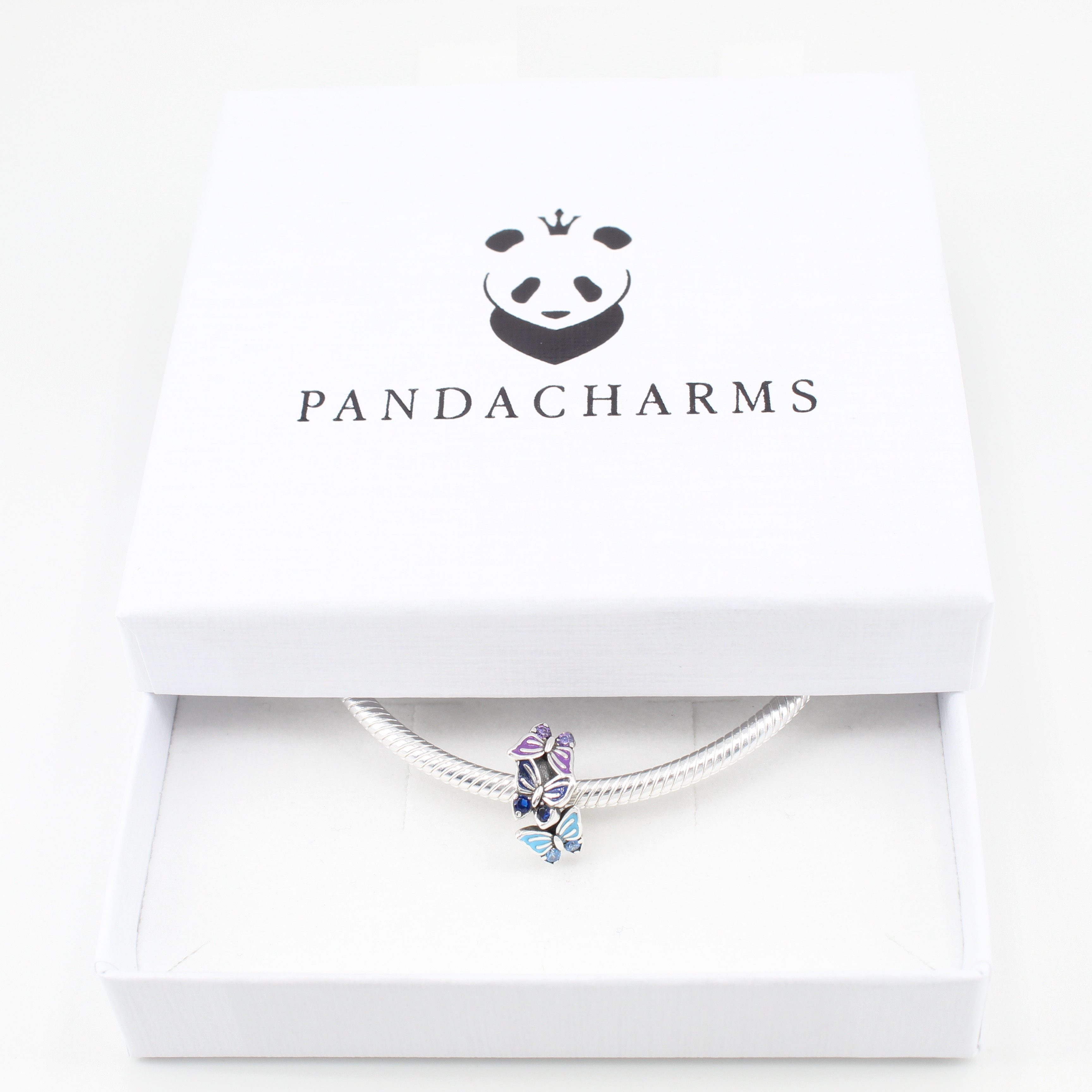 PANDACHARMS Bead Bunte Schmetterlinge Zwischenelement Stopper Charm, Silber, Zirkonia – Bild 3 von 3