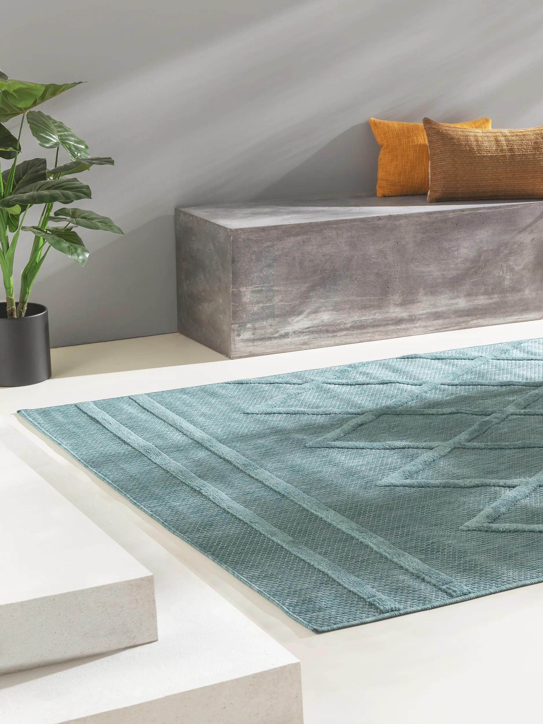 benuta Outdoorteppich Bonte, rechteckig, Höhe: 5 mm, Teppich Wohnzimmer, Schlafzimmer, Esszimmer, Flur, Kunstfaser, Cozy
