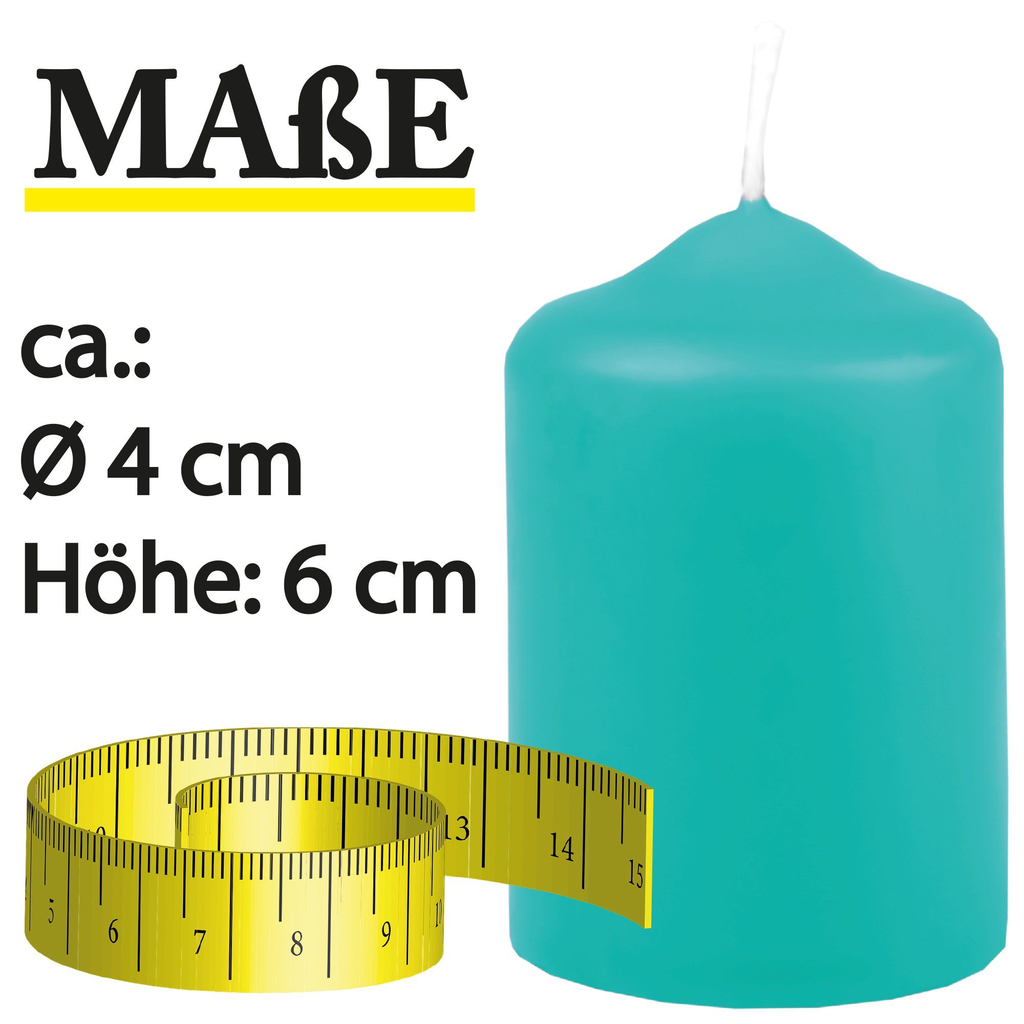 HS Candle Stumpenkerze aus Wachs (6-tlg., Dekolicht), Ø4xH6 cm Teelichtgröße, 7h Brenndauer je Kerze, Wachsmischung